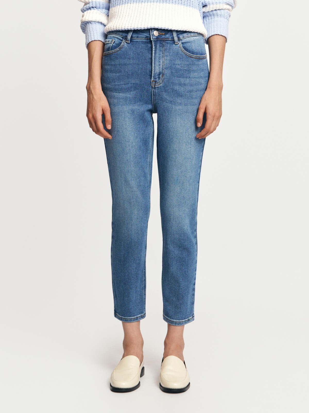 Джинсы силуэта Slim с высокой посадкой