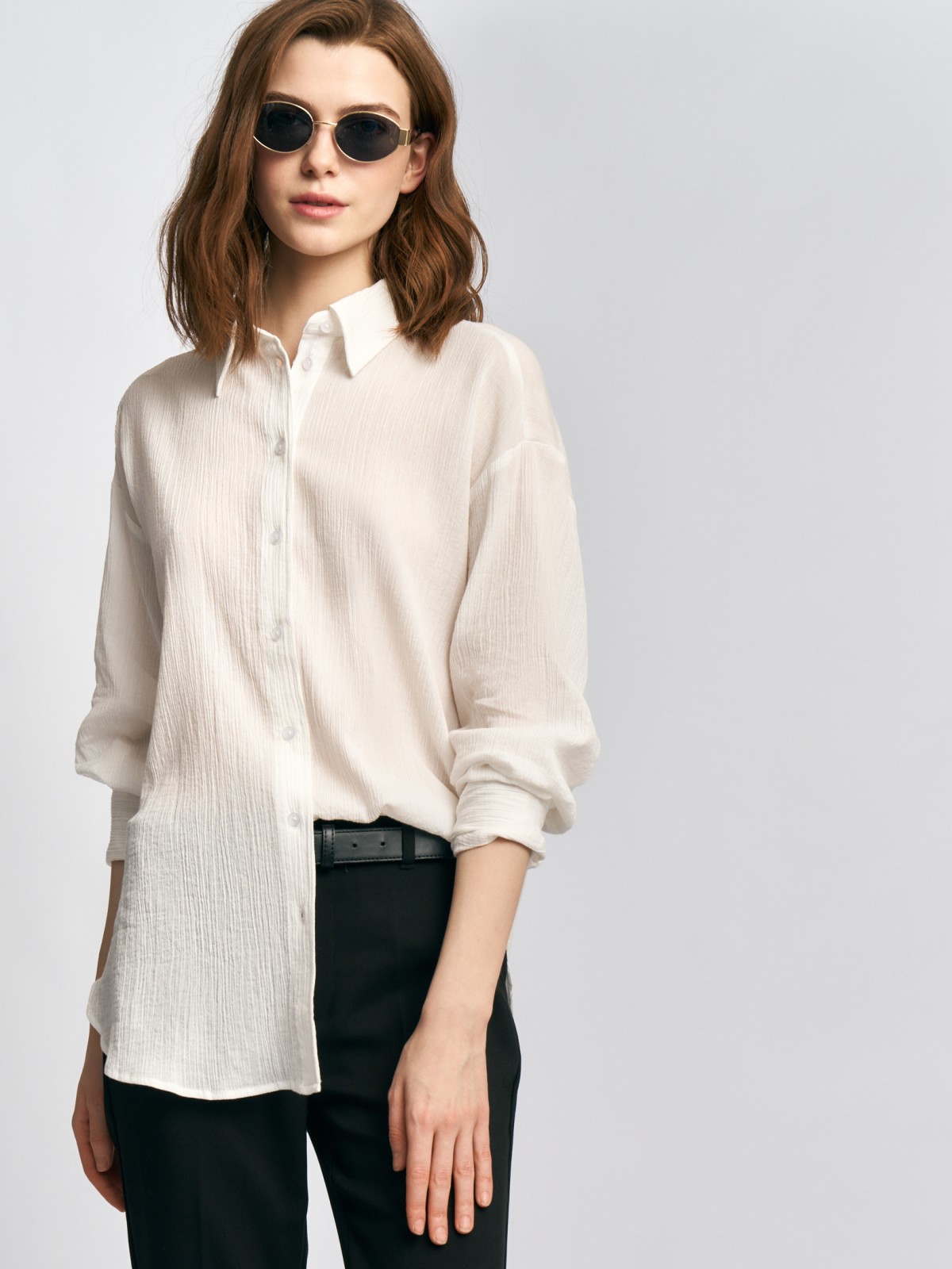 Рубашка оверсайз из хлопка с длинным рукавом