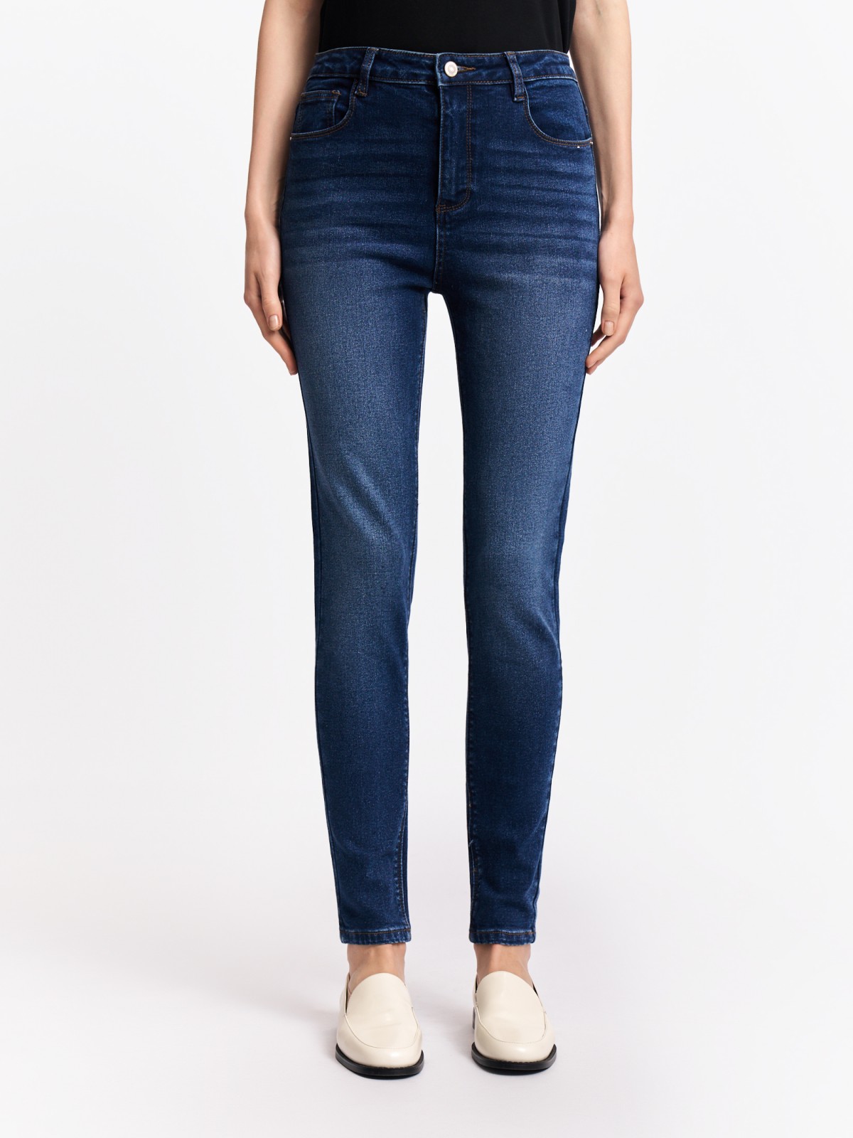 Утеплённые джинсы силуэта Skinny с начёсом