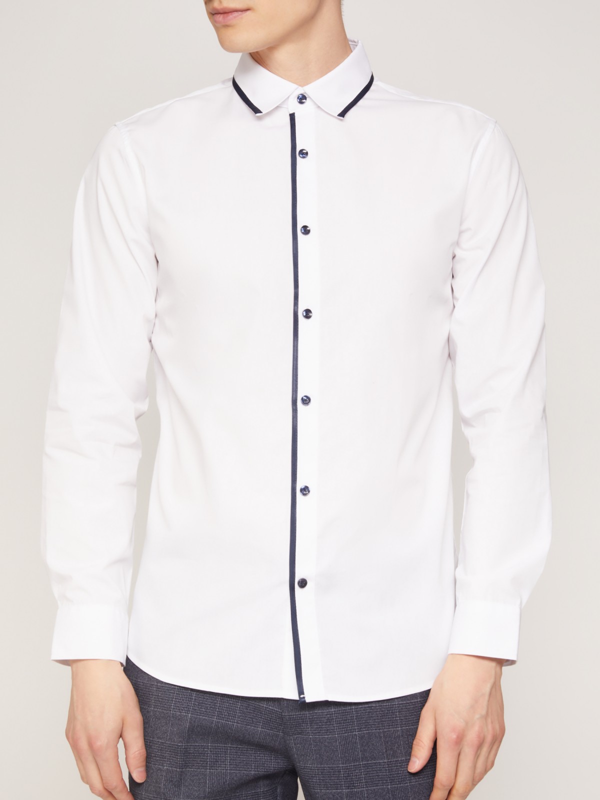 Рубашка приталенного силуэта zolla 211322162073, цвет белый, размер XS - фото 5