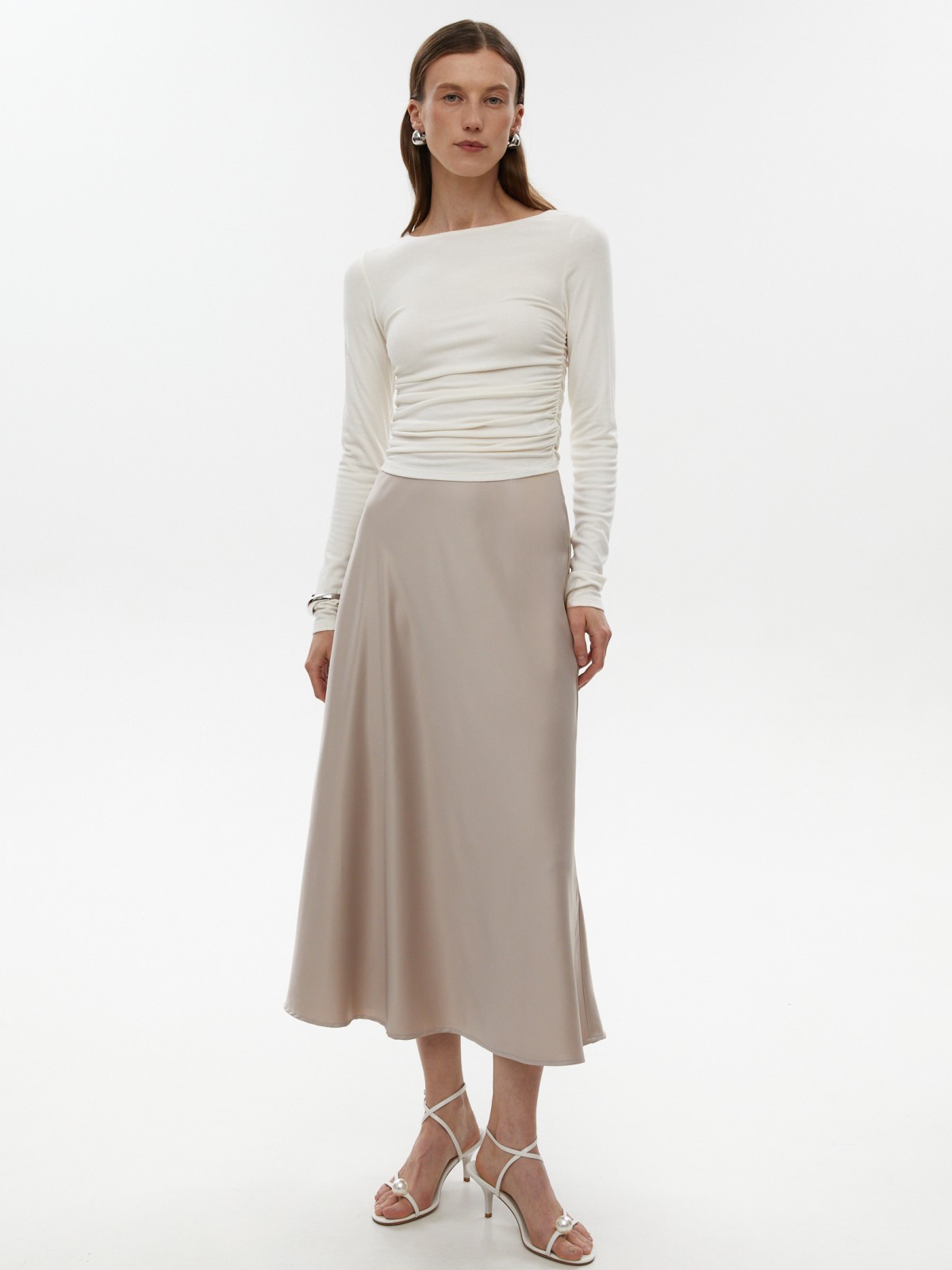 Трикотажный лонгслив с драпировкой