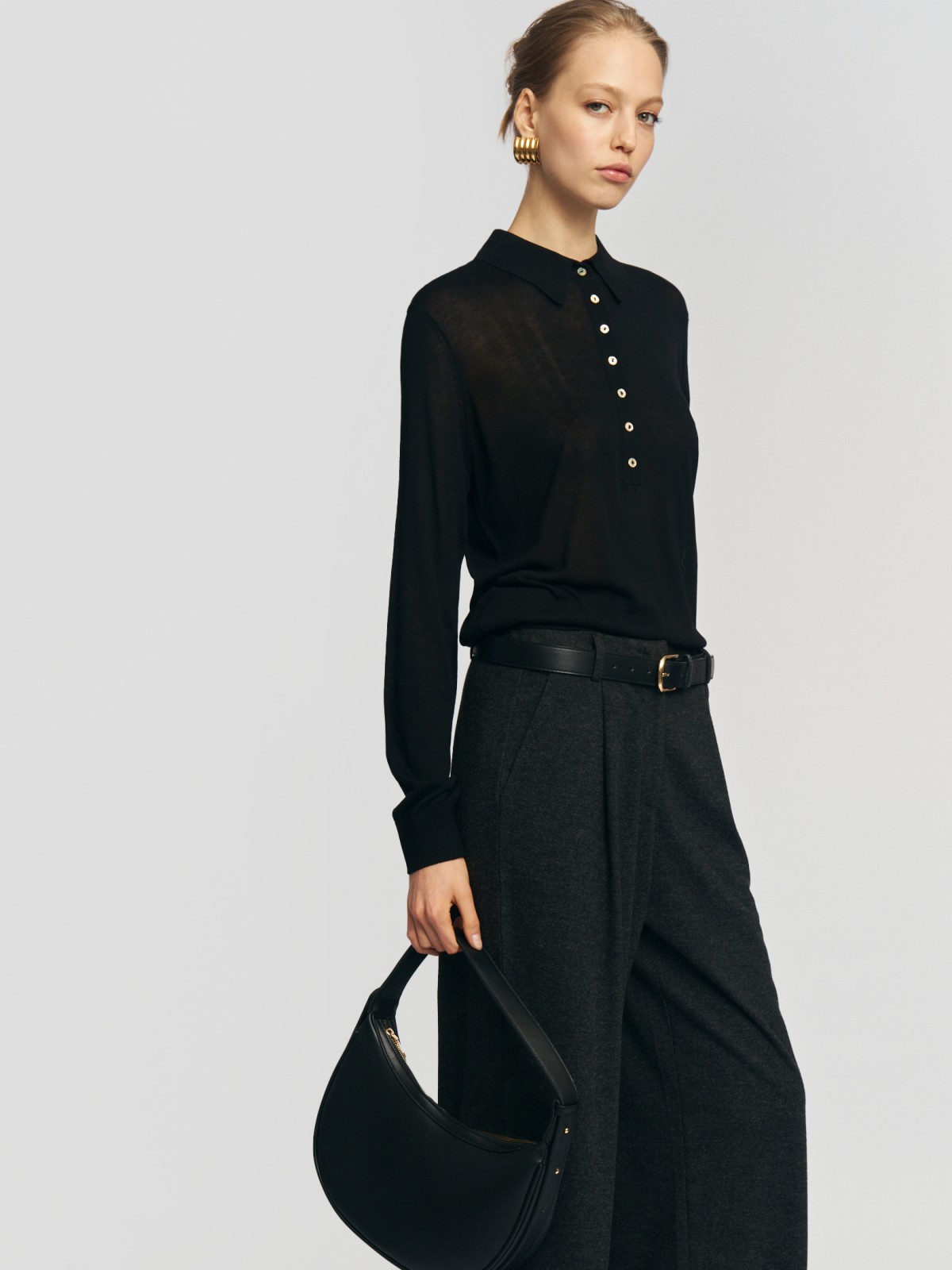 Трикотажный джемпер поло на пуговицах