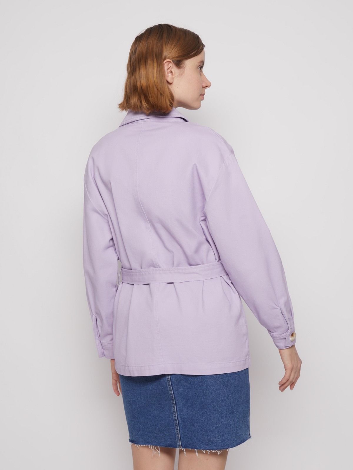 Куртка-рубашка с поясом zolla 02221547Z043, цвет лиловый, размер XS - фото 6