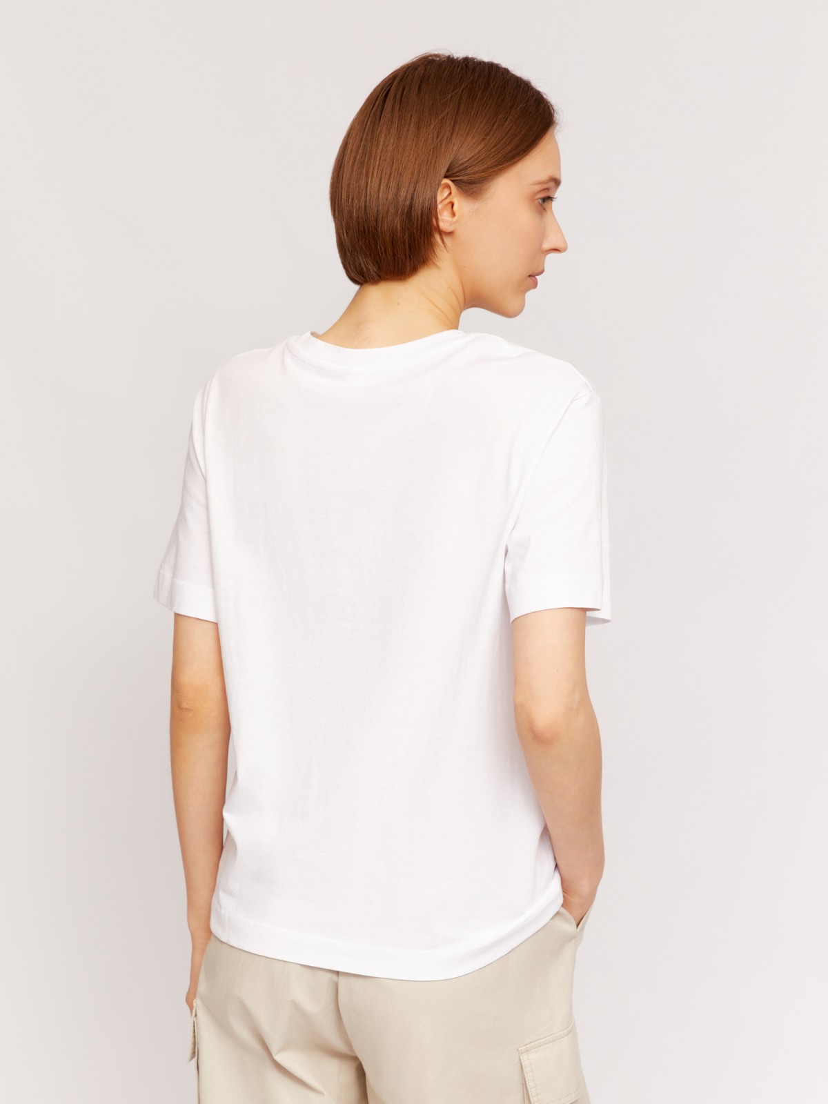 Футболка из хлопка с коротким рукавом и принтом