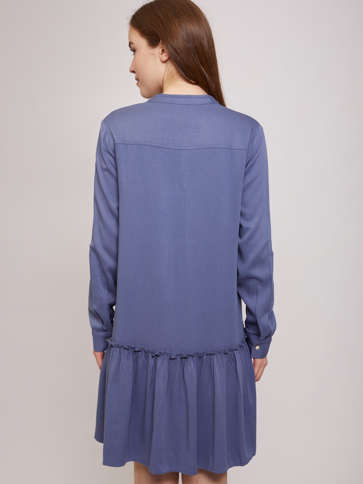 Платье-рубашка zolla 021218259053, цвет голубой, размер XS - фото 6