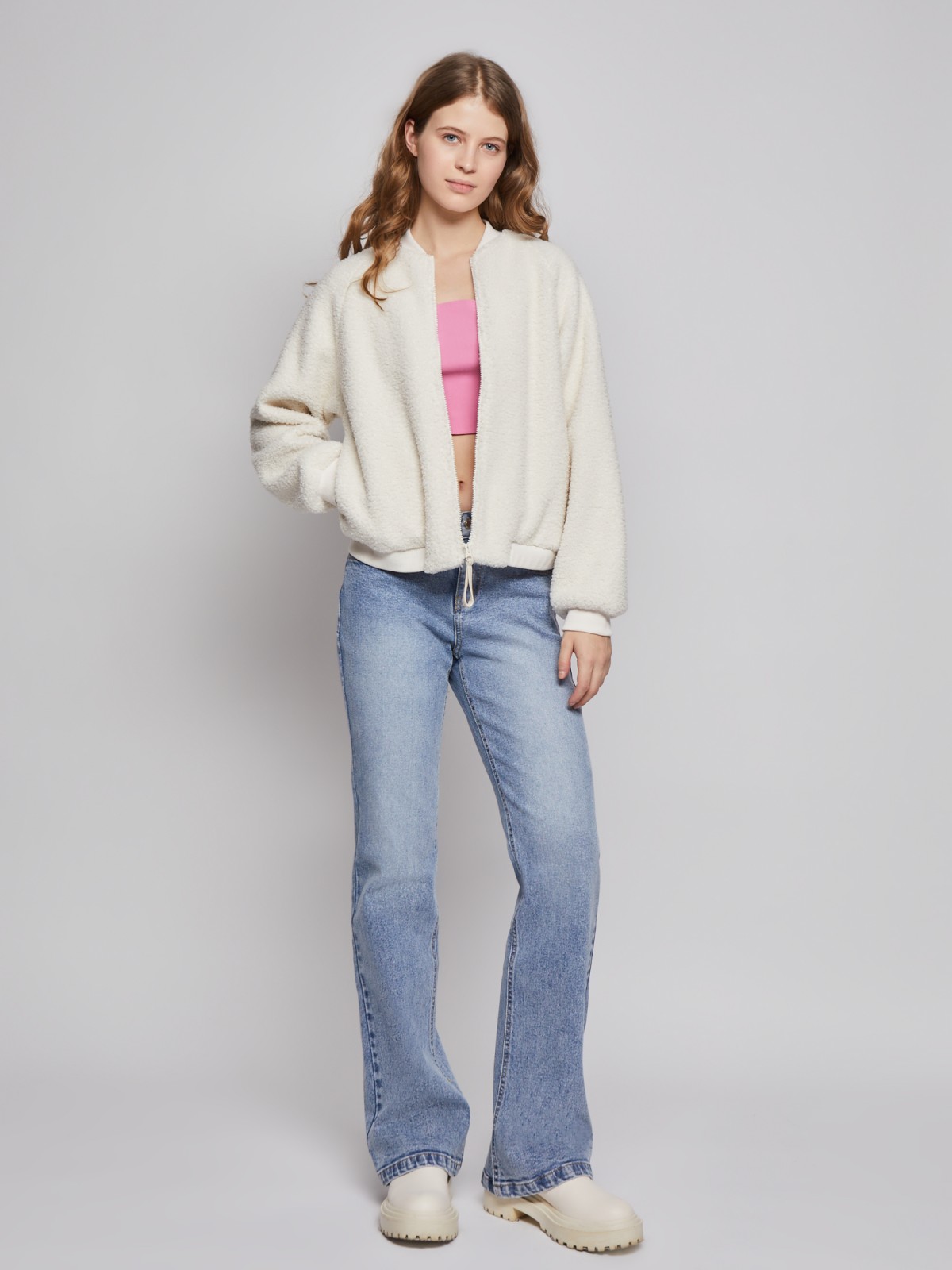 Толстовка-бомбер из искусственной овчины