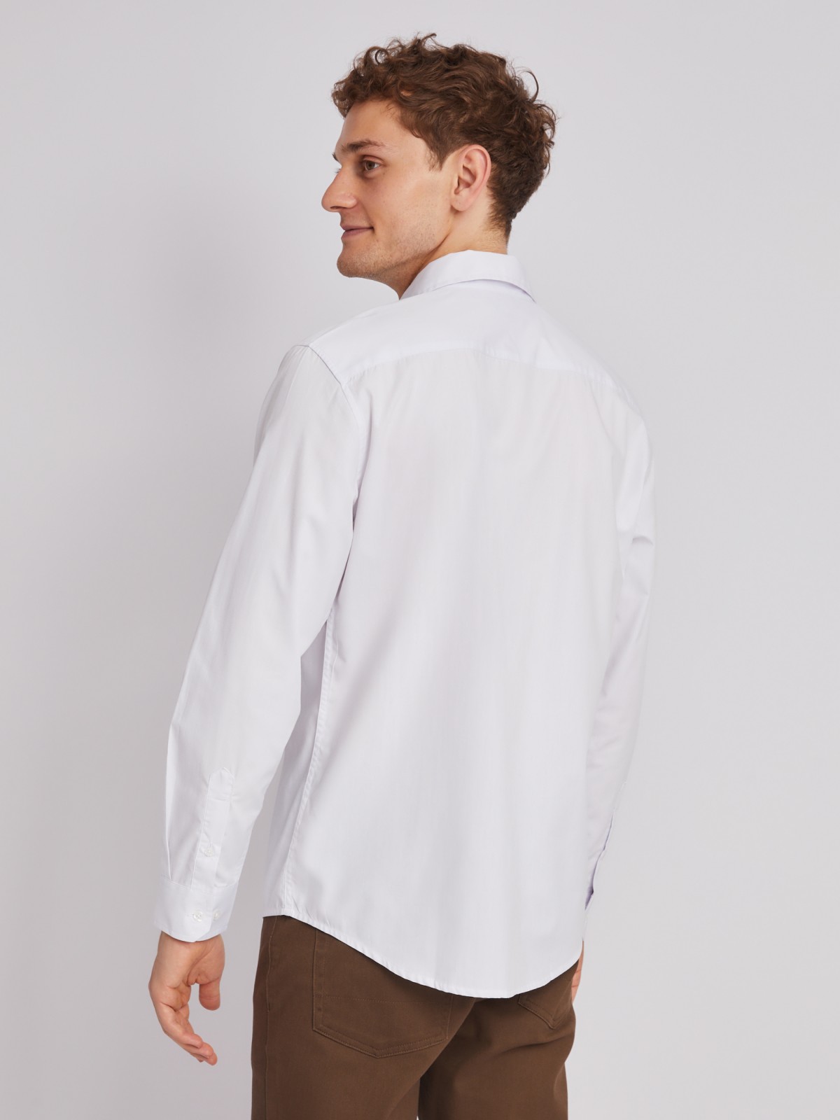 Офисная рубашка прямого силуэта с длинным рукавом zolla 01332217Y012, цвет белый, размер XS - фото 6