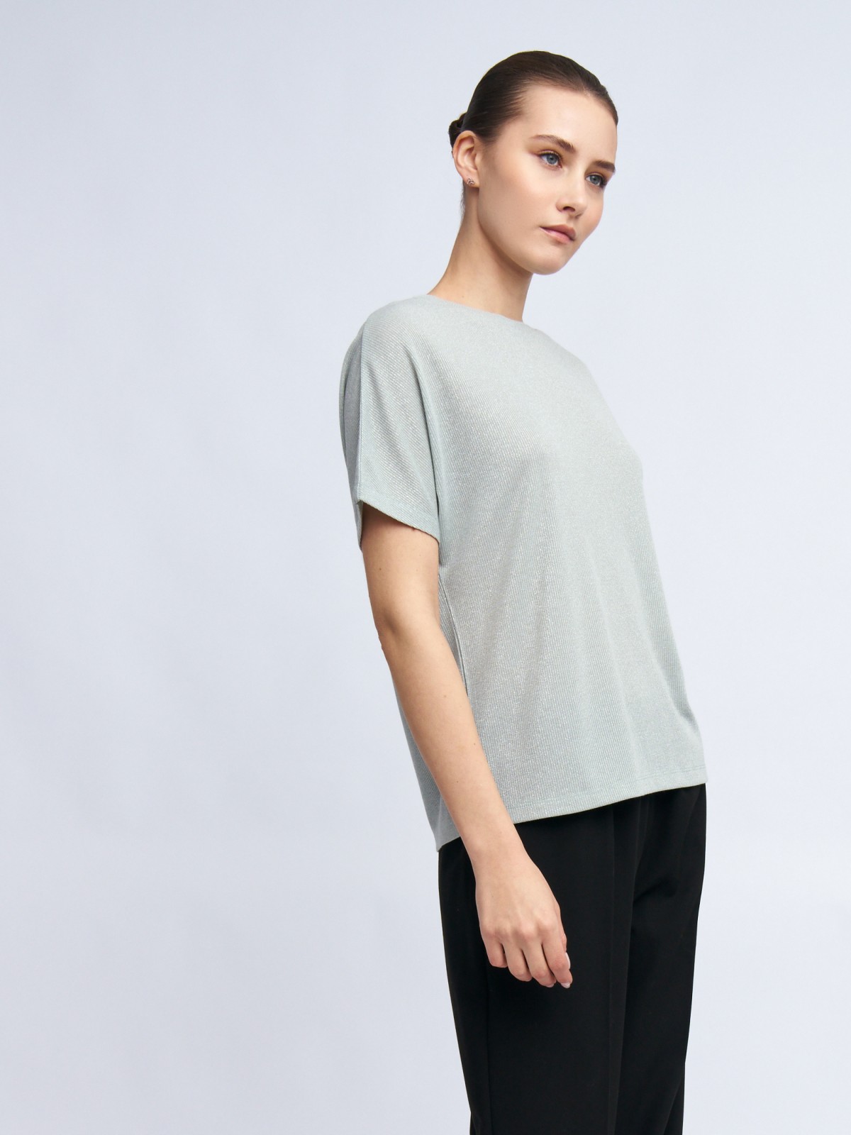 Трикотажный топ-блузка с люрексом