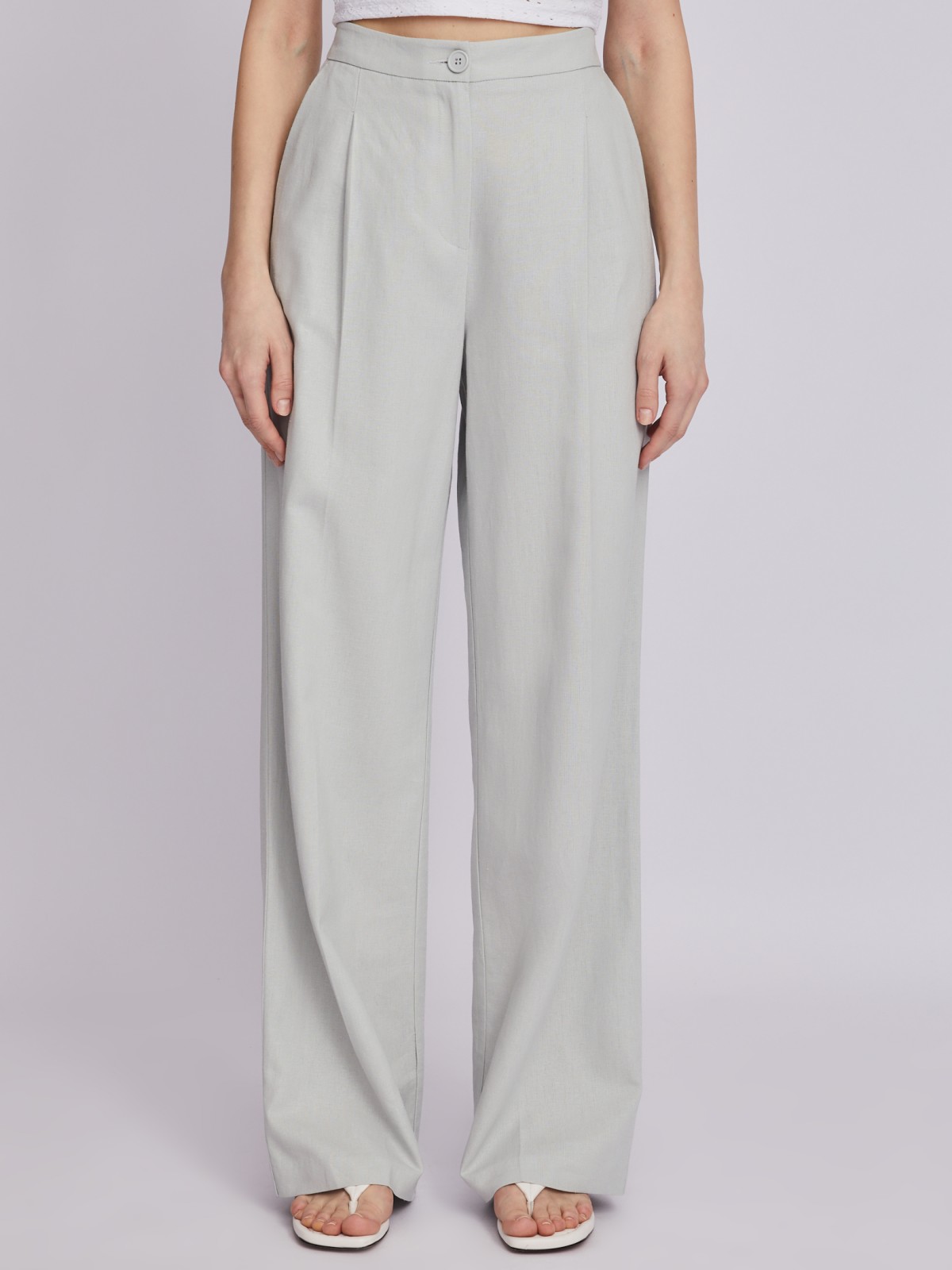 Прямые брюки из льна со стрелками