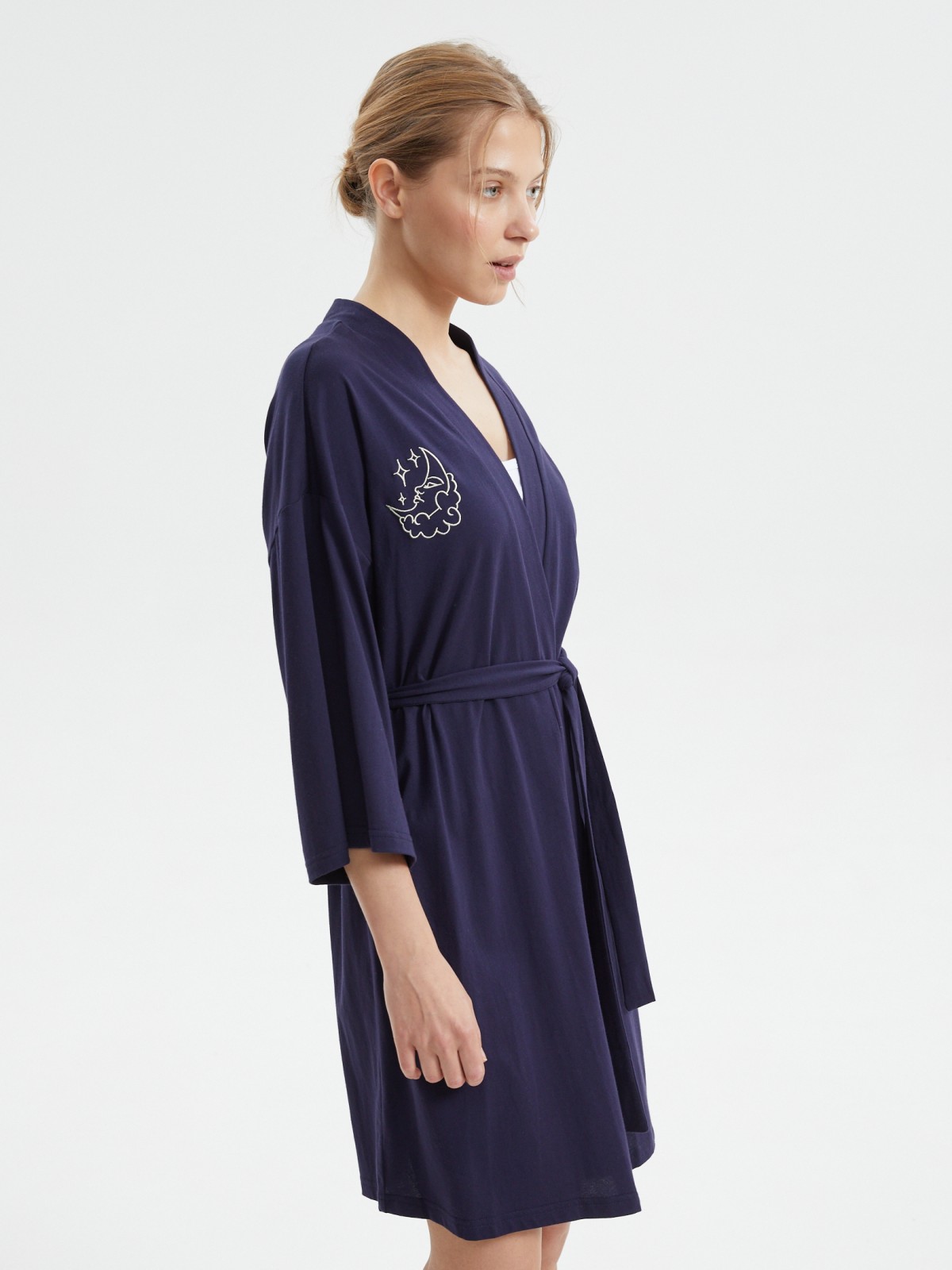 Трикотажный халат с поясом