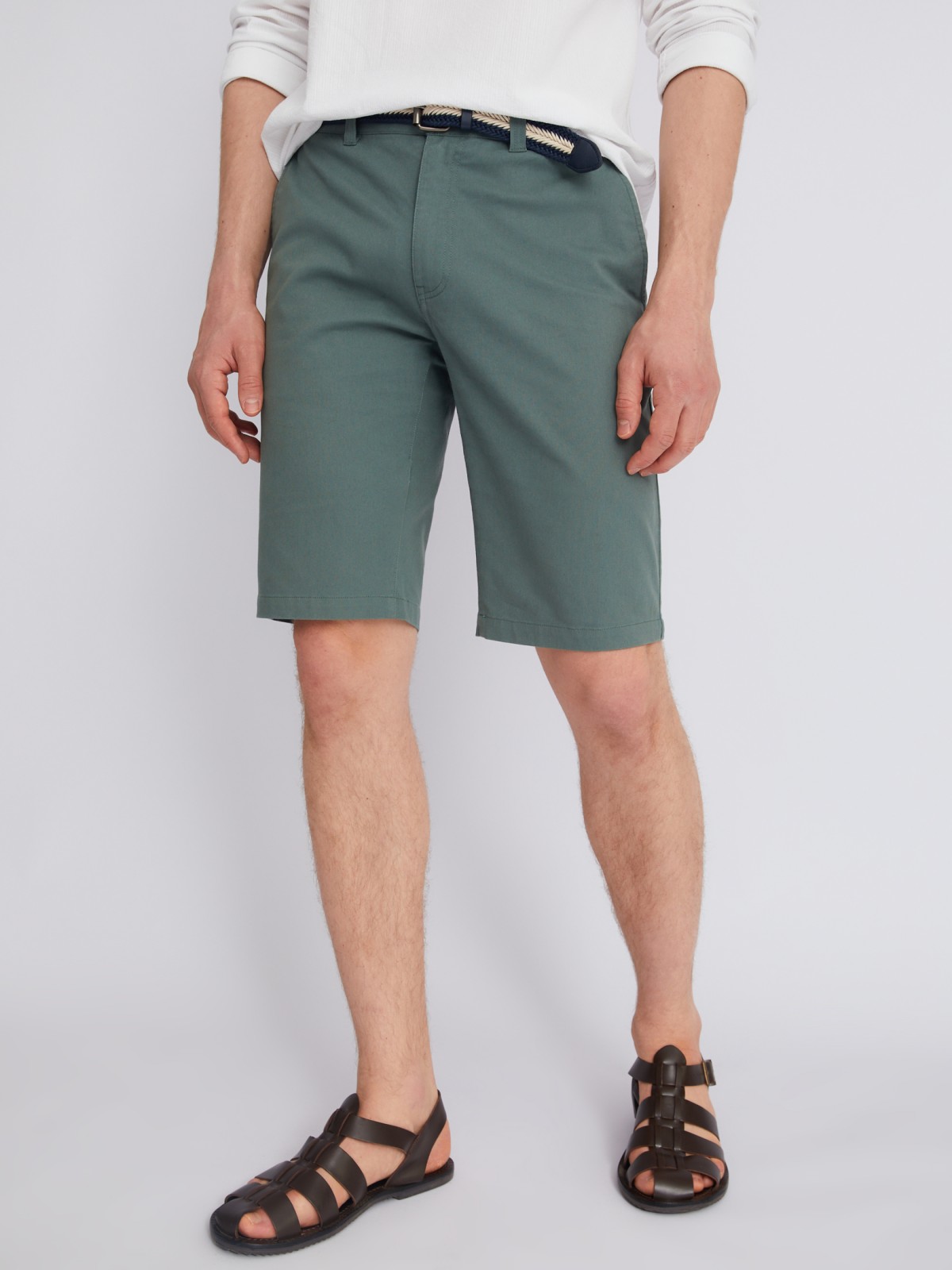 Удлинённые шорты из хлопка с ремнём