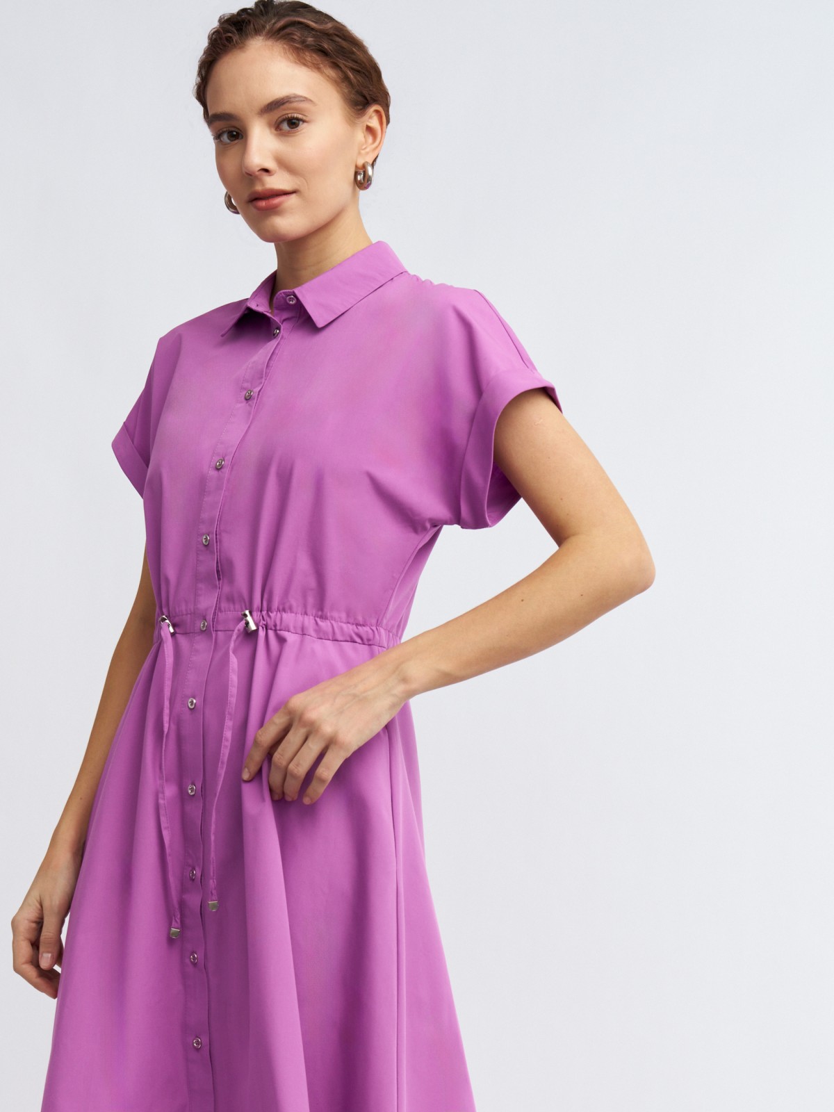 Платье-рубашка миди на кулиске