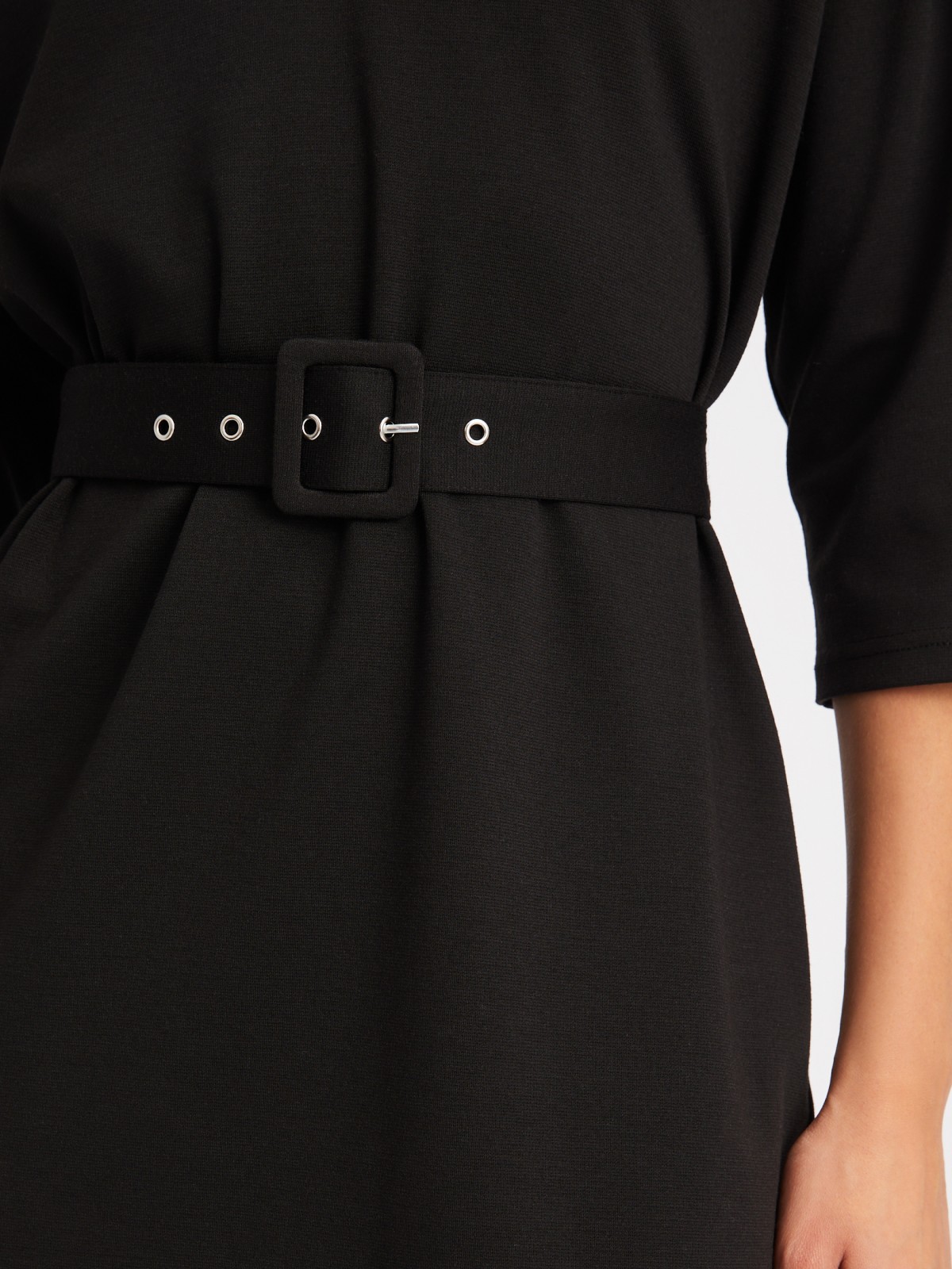 Платье с укороченным рукавом и ремнём на талии zolla 024118139361, цвет черный, размер S - фото 4