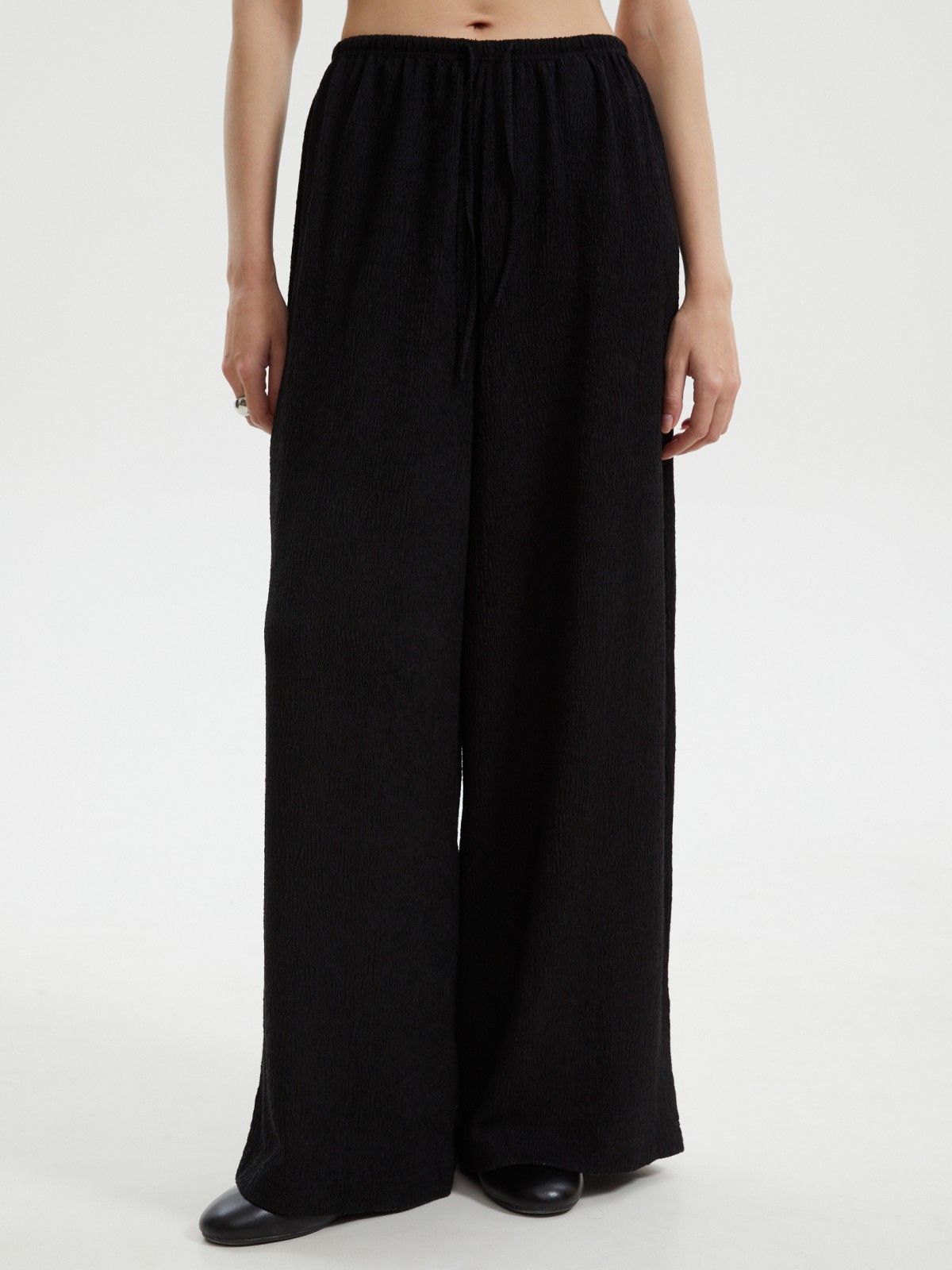 Прямые брюки Wide из жатой ткани на резинке