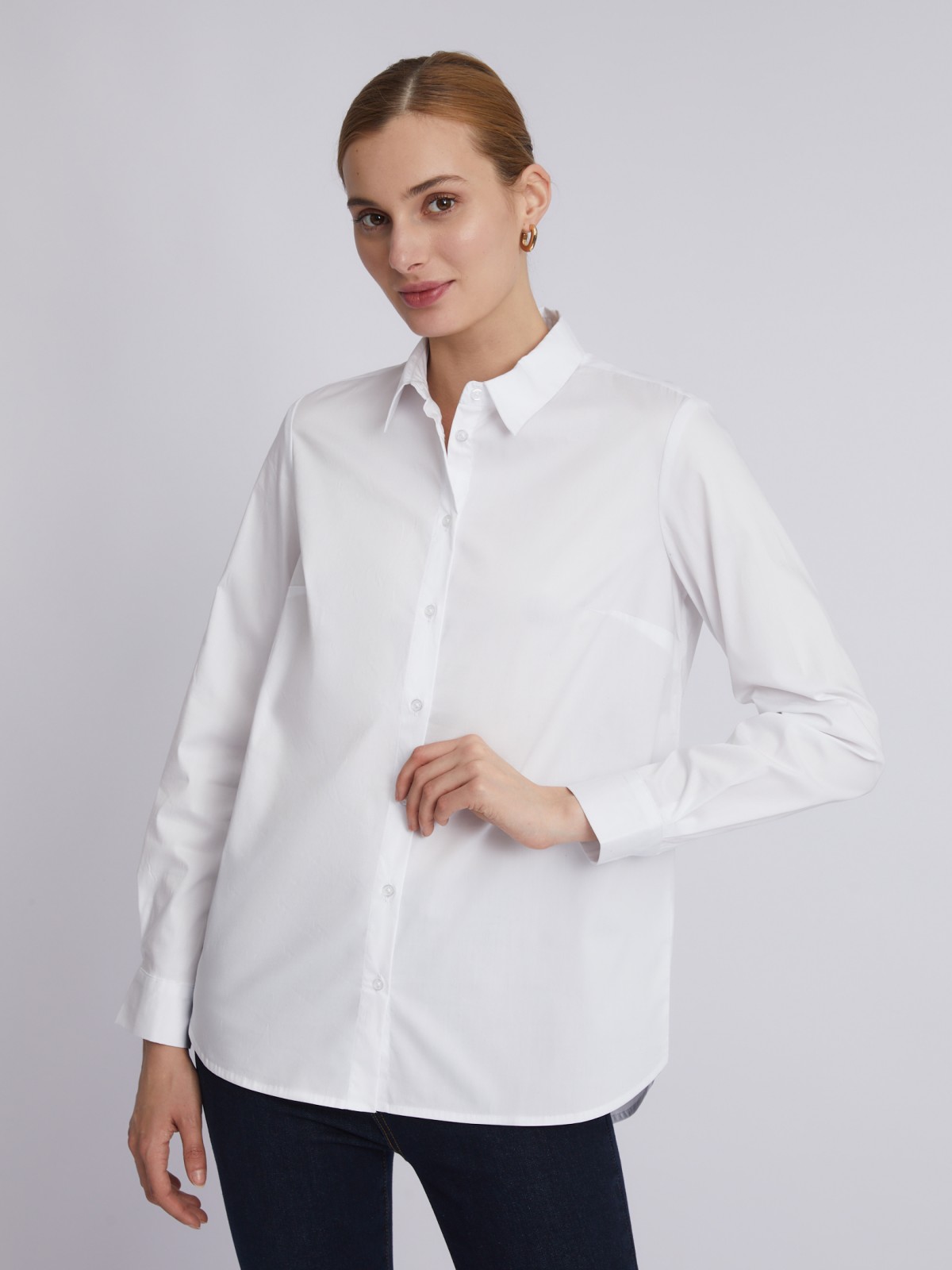 Офисная рубашка с длинным рукавом zolla 023311159152, цвет белый, размер XS - фото 3
