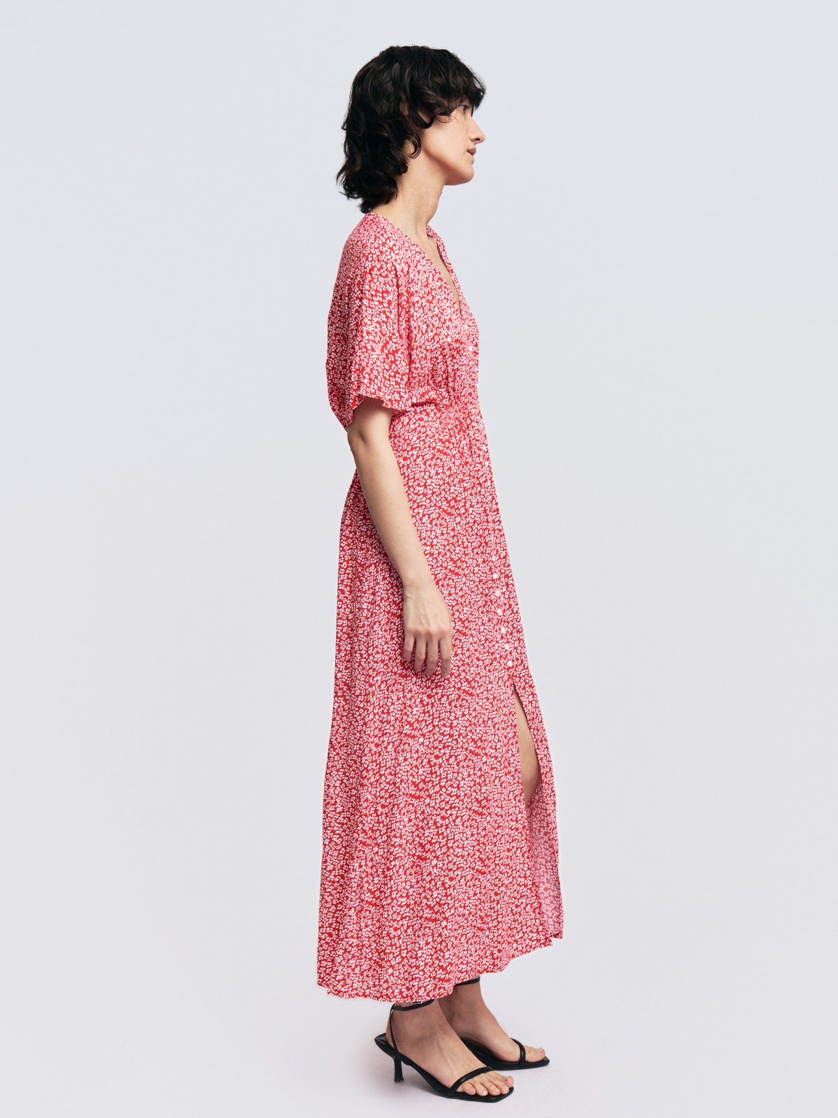 Платье из вискозы с цветочным принтом и драпировкой