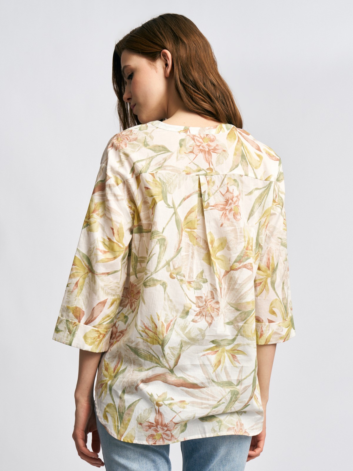 Блузка из хлопка с цветочным принтом