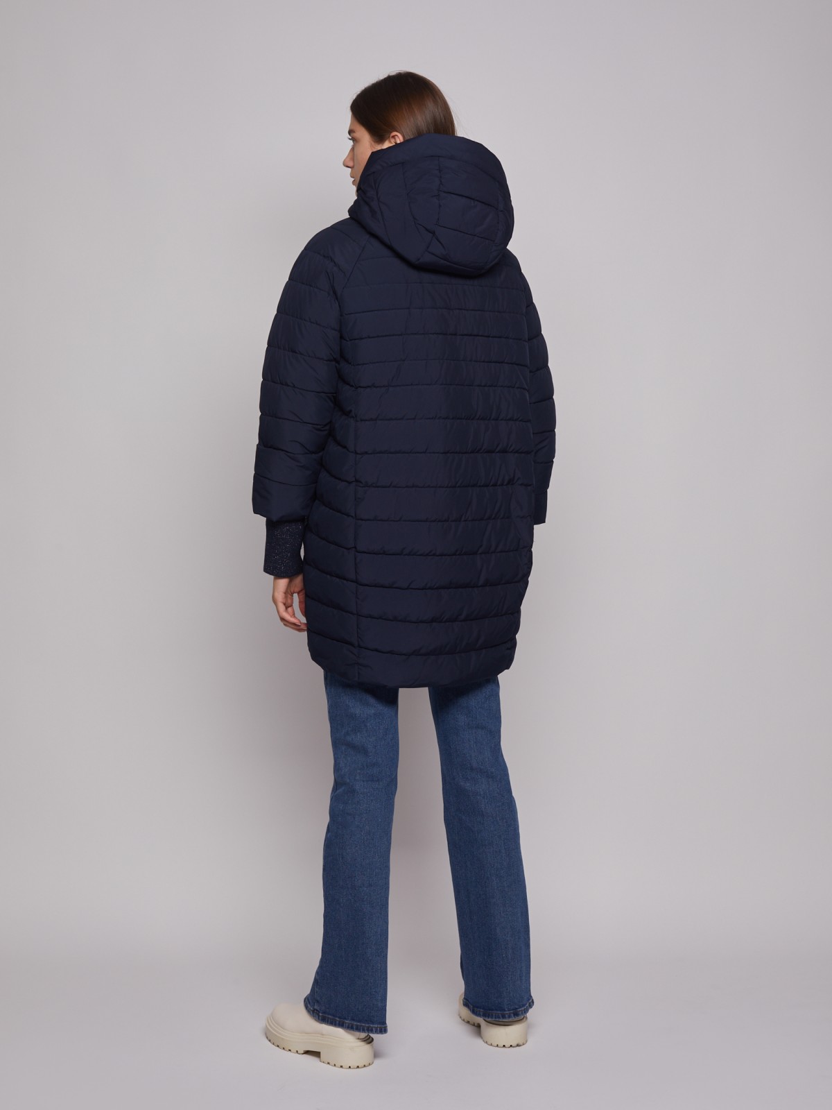 Утеплённое пальто объёмного силуэта zolla 022335202084, цвет синий, размер S - фото 5
