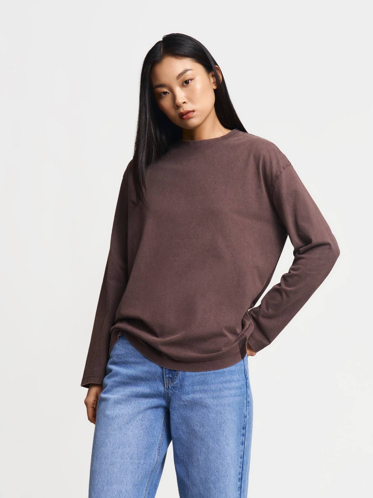 Трикотажный оверсайз лонгслив из хлопка