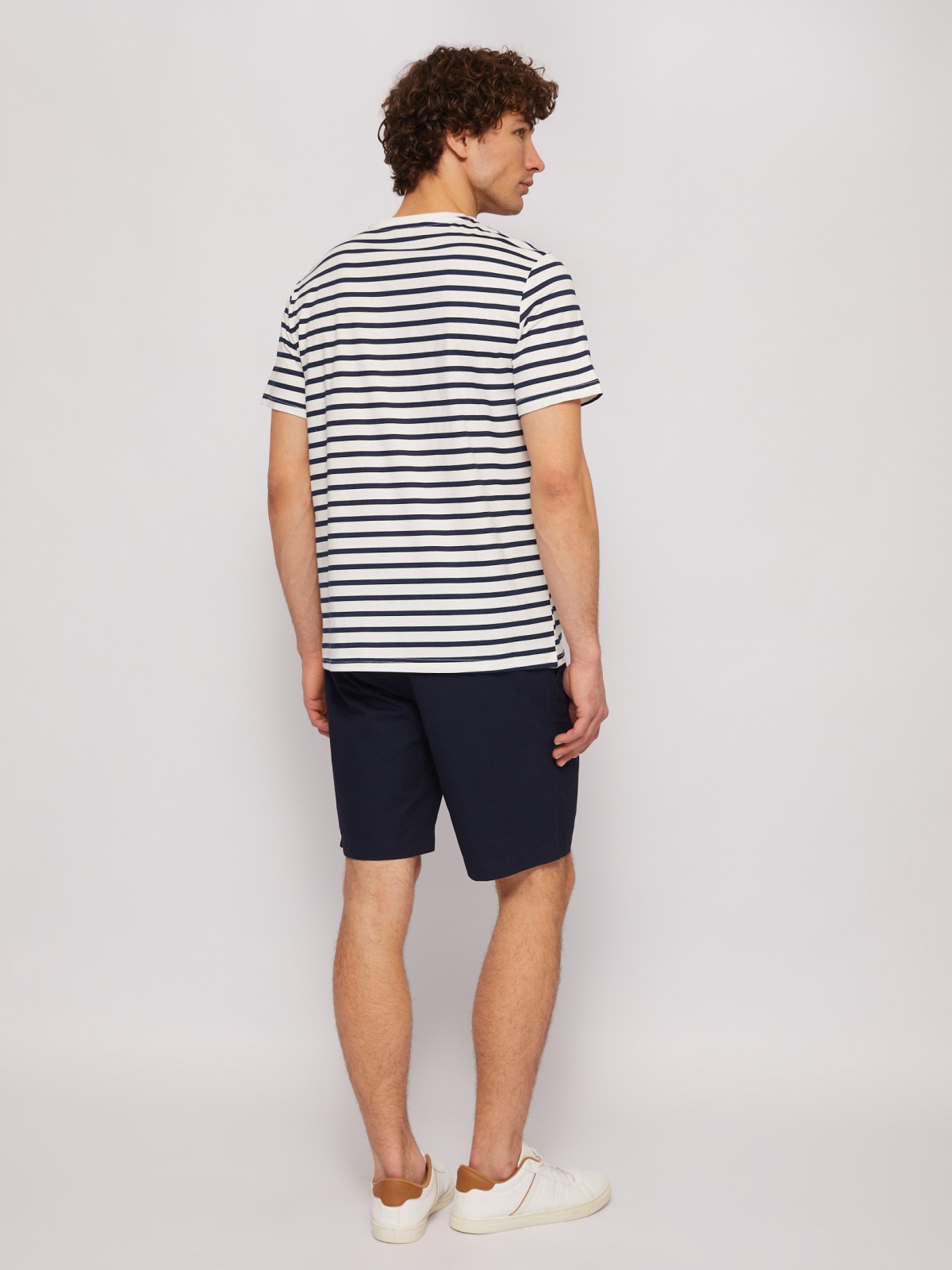 Футболка из хлопка в полоску с коротким рукавом