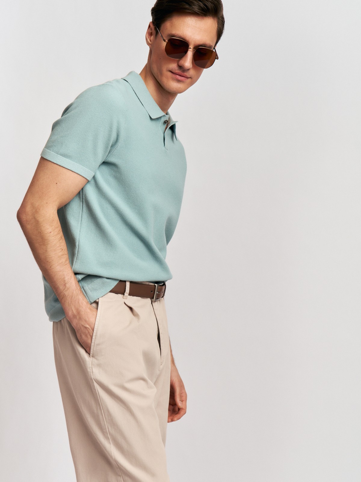 Футболка поло из вязаного трикотажа