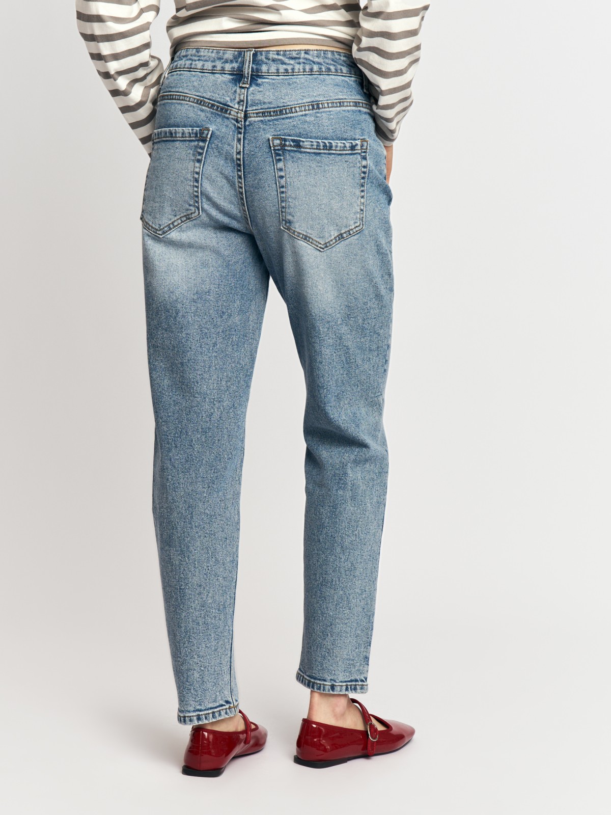 Джинсы силуэта Mom Comfort из хлопка с высокой посадкой