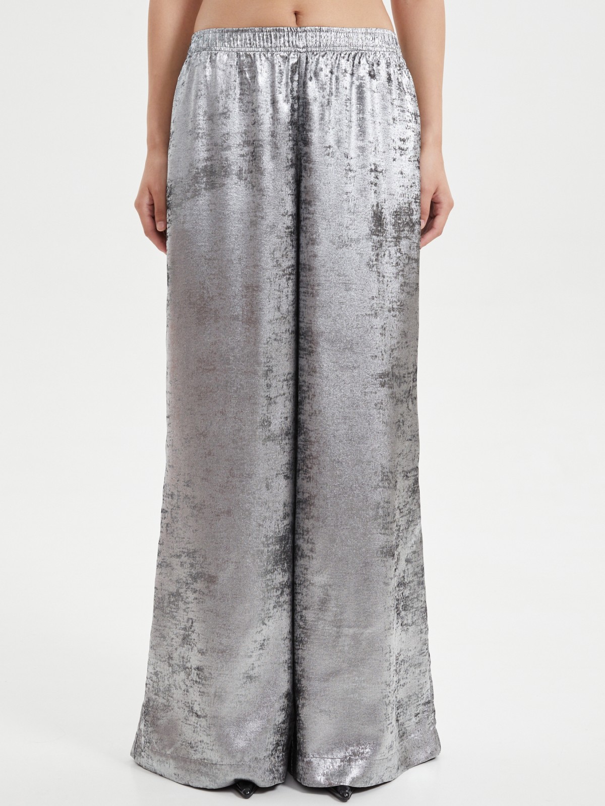 Брюки на резинке с серебряным блеском