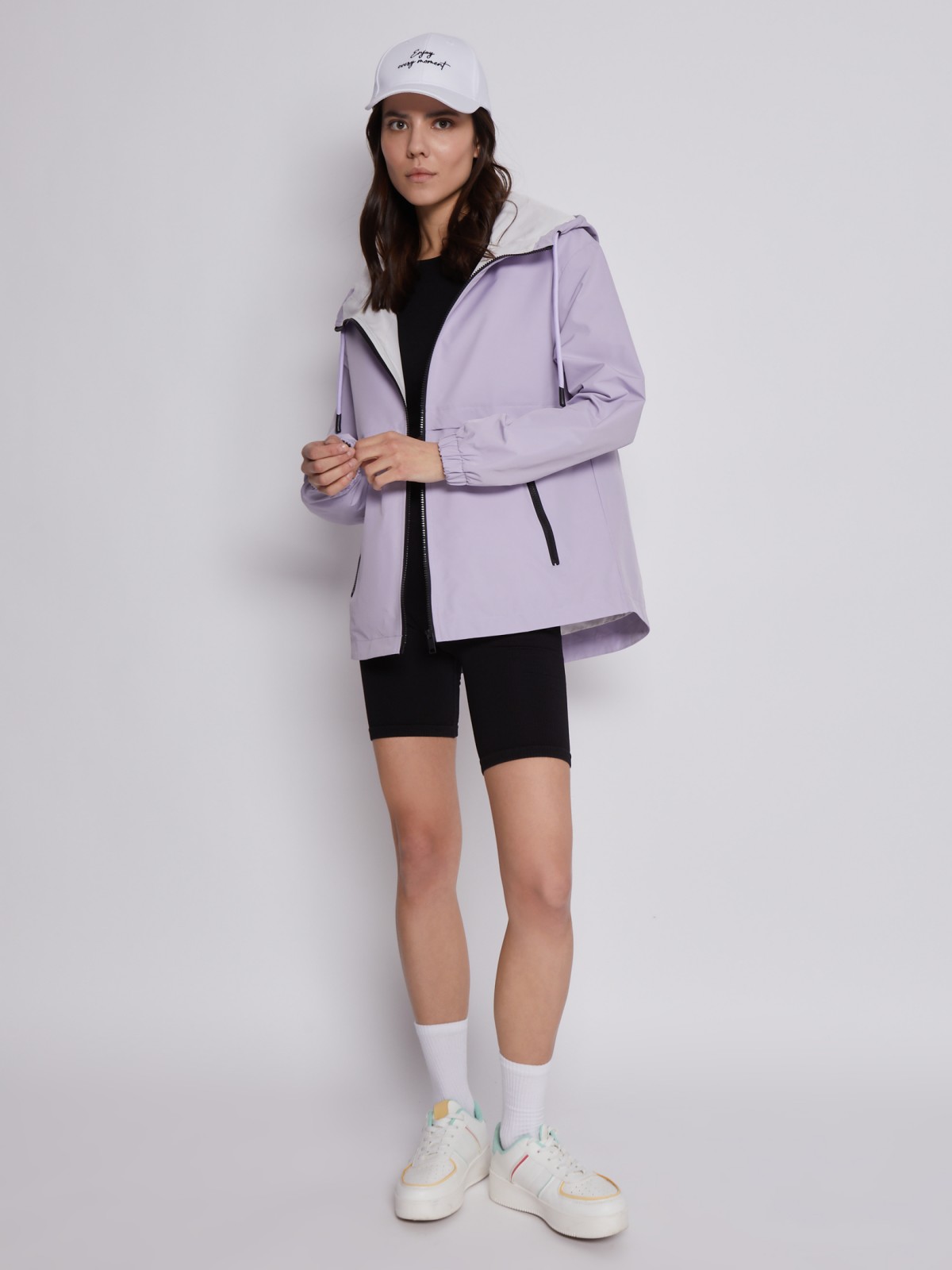 Куртка-ветровка с капюшоном zolla 02321562J024, цвет лиловый, размер XS - фото 2