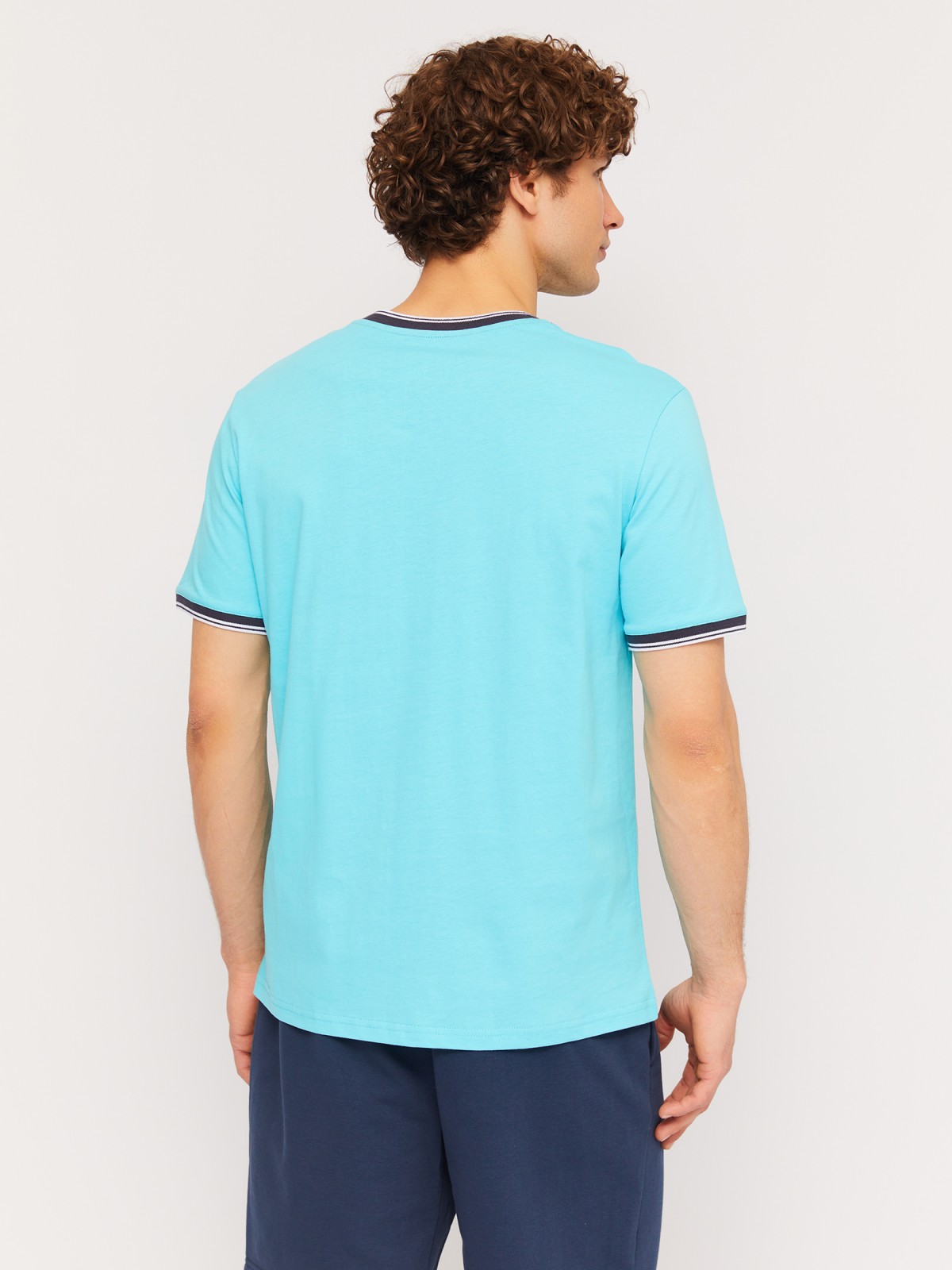 Футболка хенли из хлопка с коротким рукавом