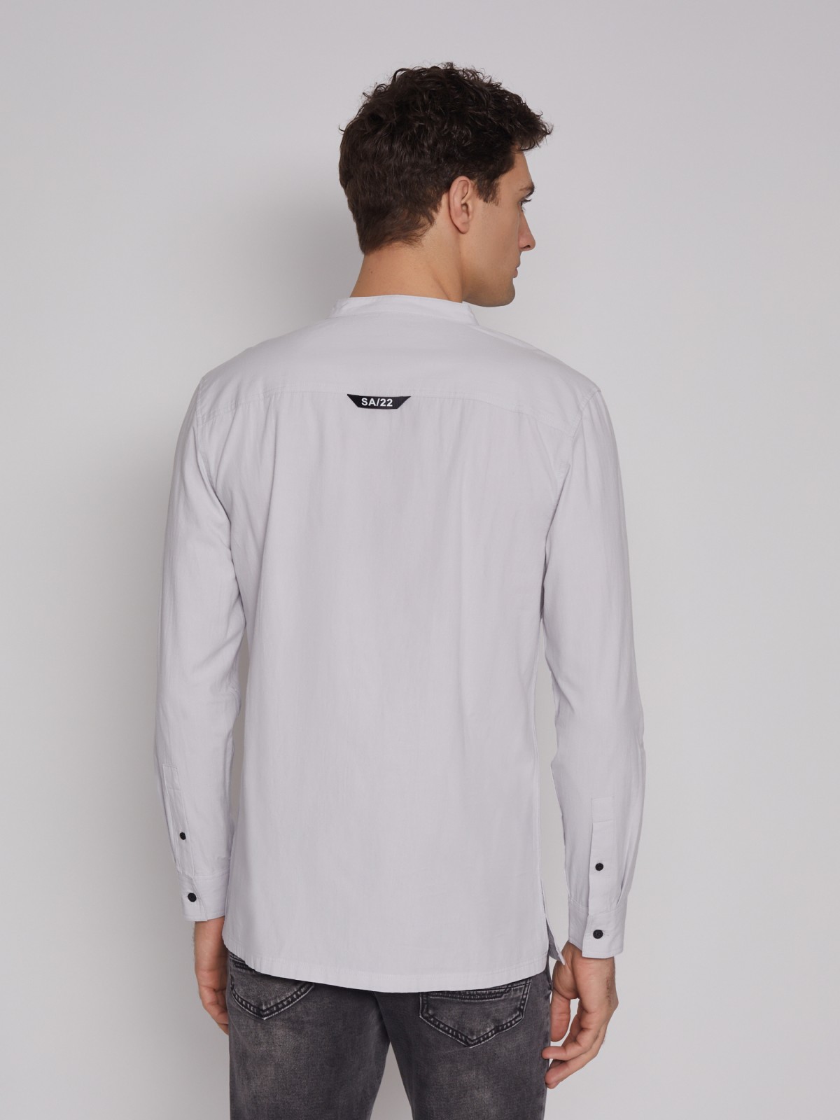 Рубашка с воротником-стойкой zolla 21221217Y031, цвет светло-серый, размер S - фото 6