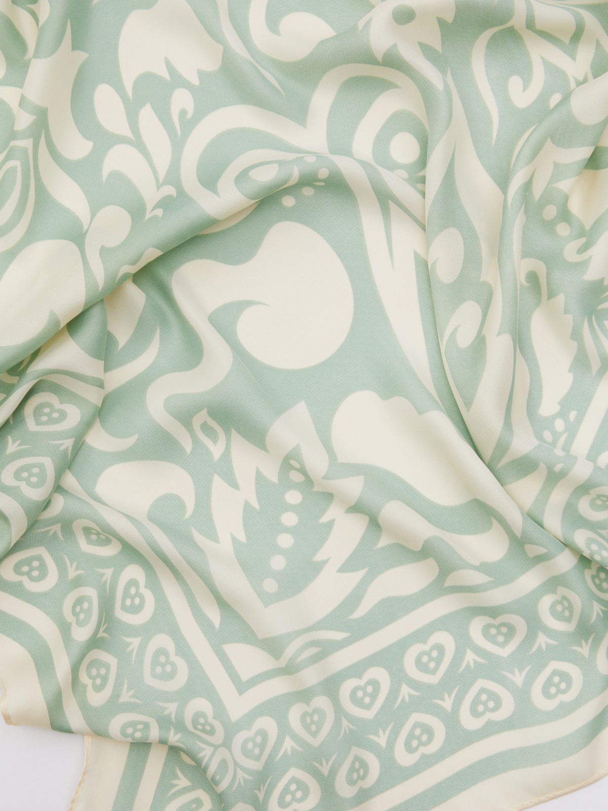 Атласный платок с орнаментом zolla 024139159245, цвет светло-зеленый, размер No_size - фото 2