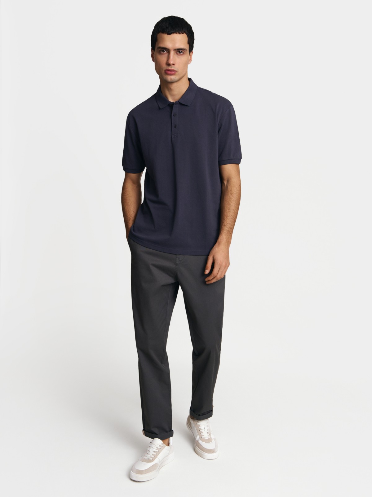 Футболка поло из хлопка однотонная