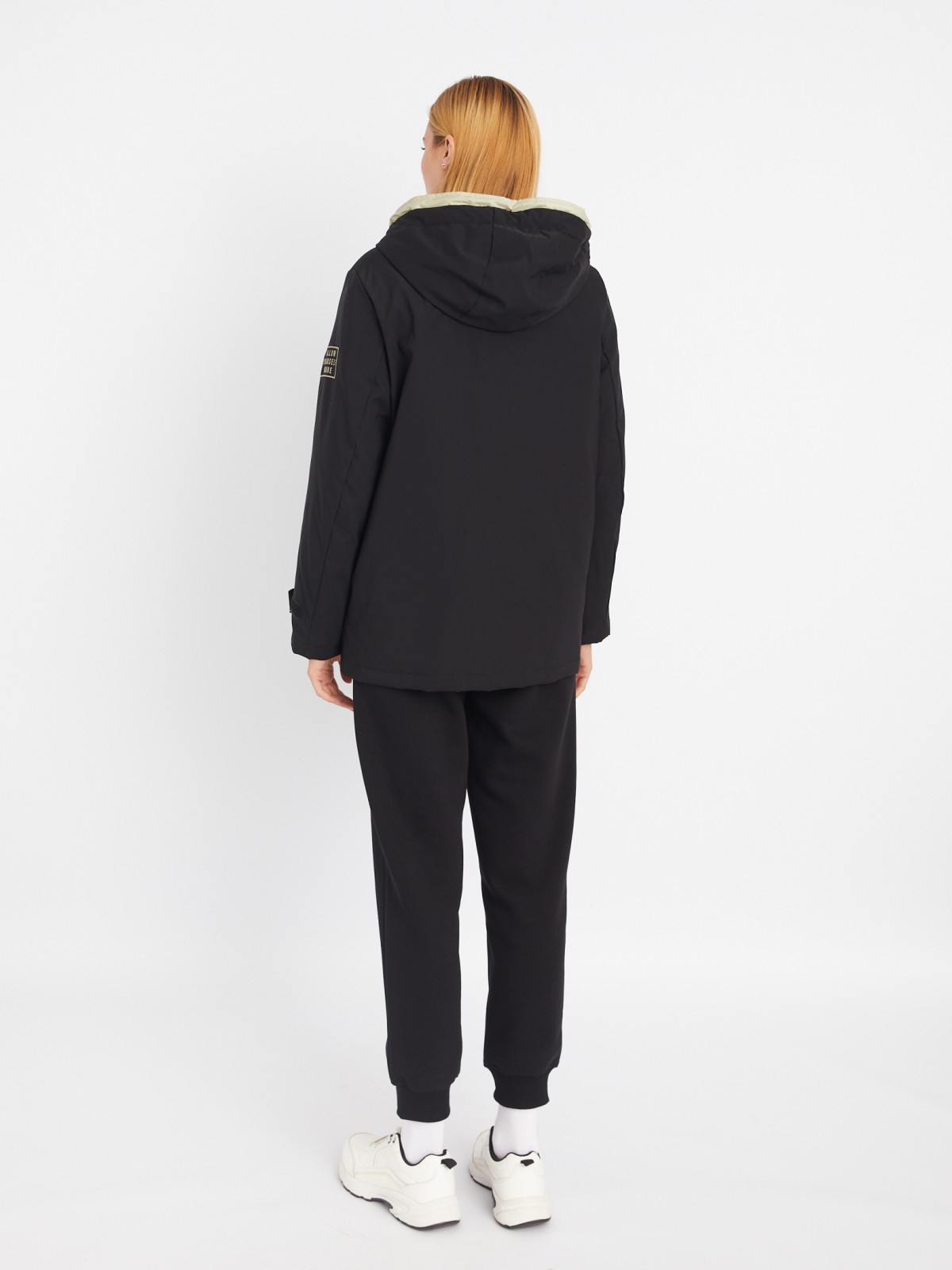 Укороченная куртка-парка на синтепоне с капюшоном zolla 023335161374, цвет черный, размер S - фото 6