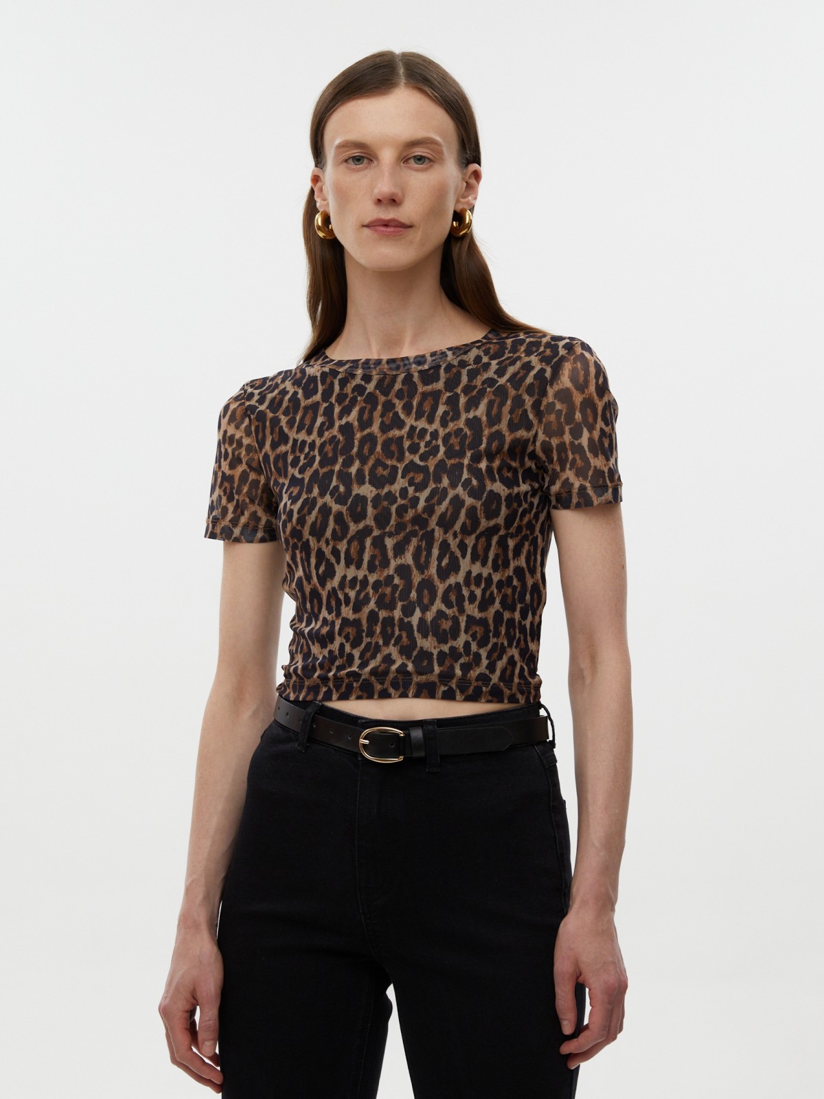 Топ-футболка из сетки с принтом