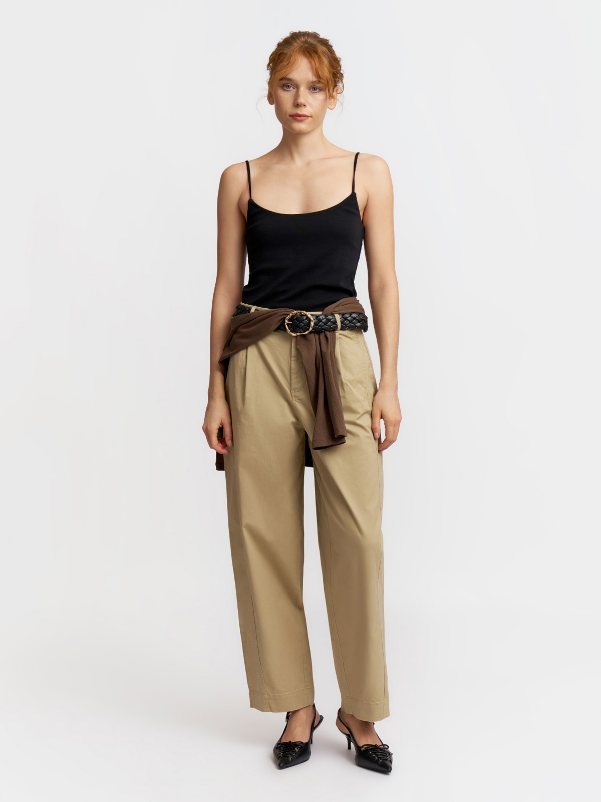 Брюки из хлопка с ремнём