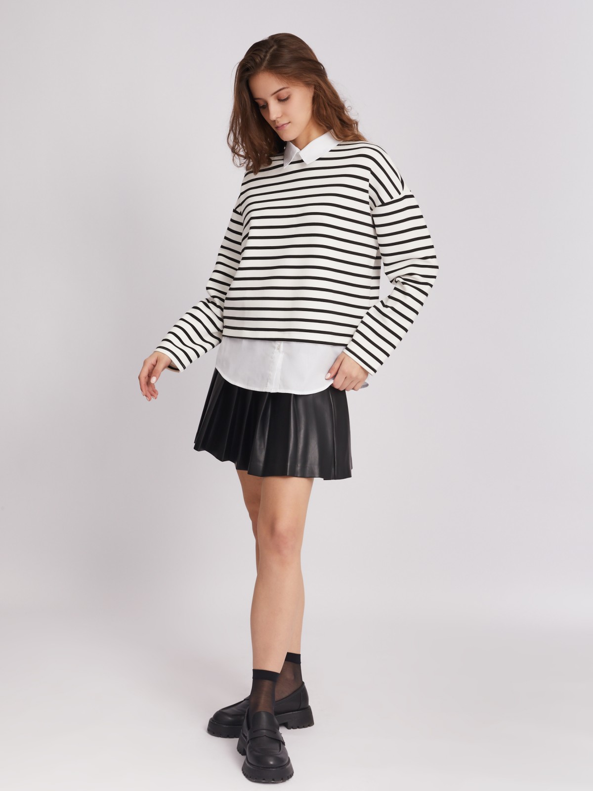 Комбинированный джемпер с блузкой