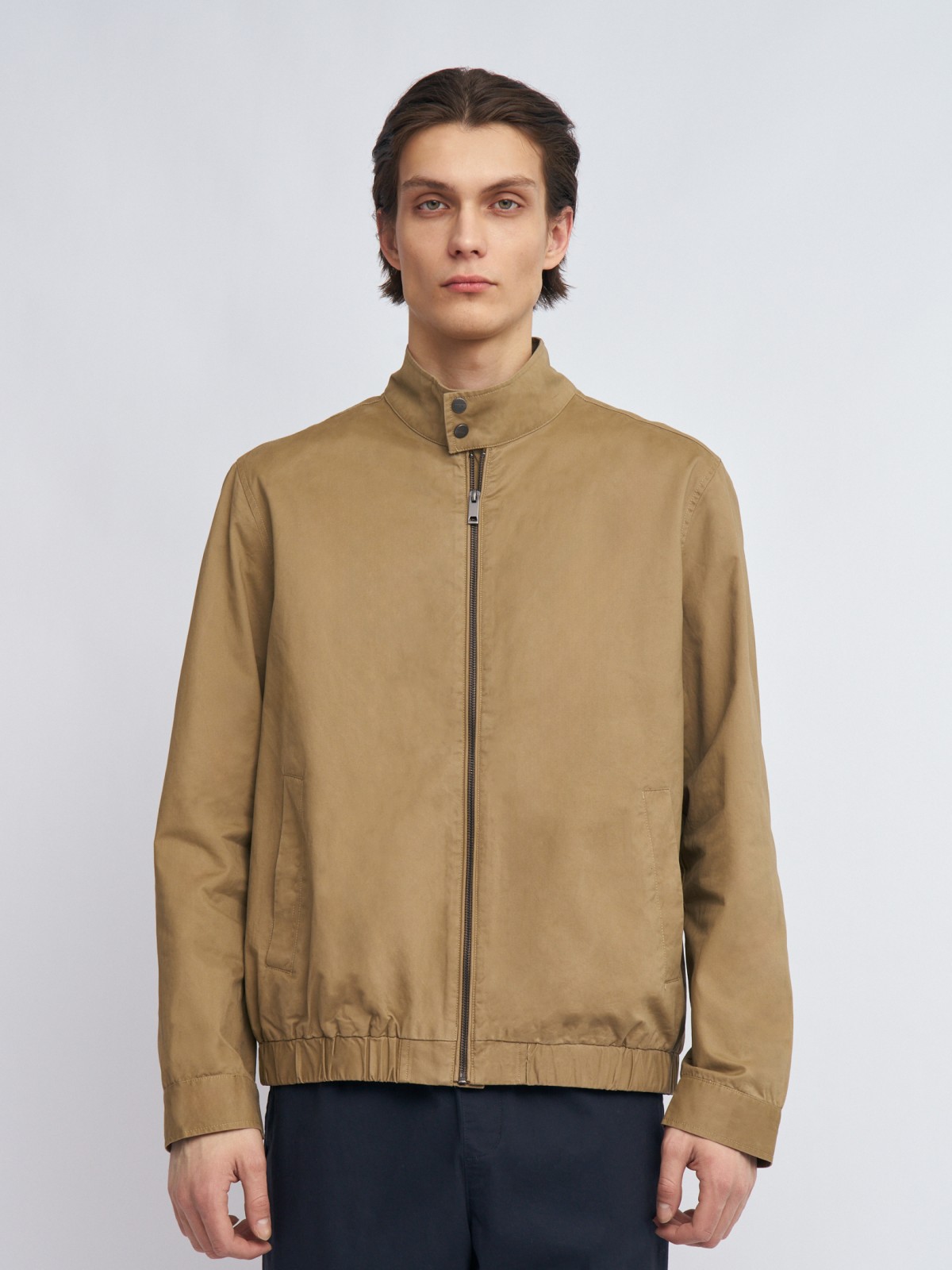 Куртка-бомбер из хлопка с воротником-стойкой