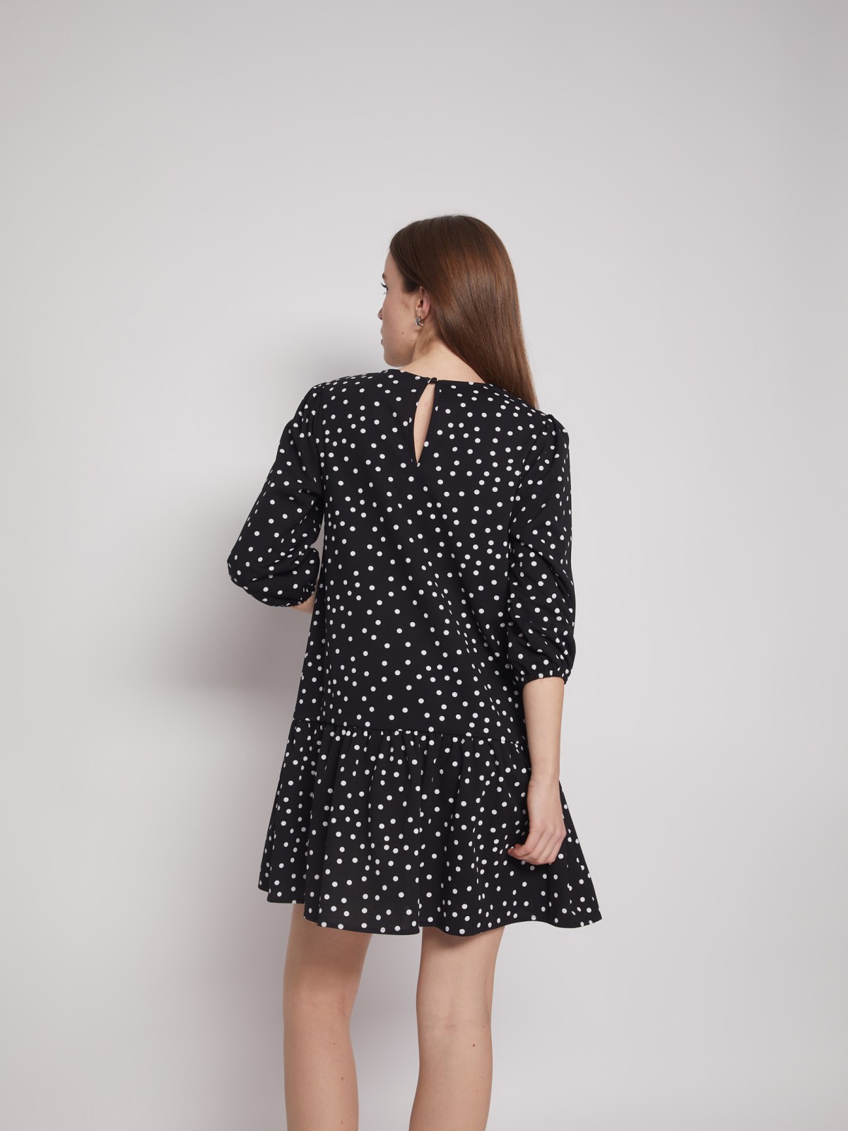 Мини платье с принтом zolla 022118135362, цвет черный, размер XS - фото 4