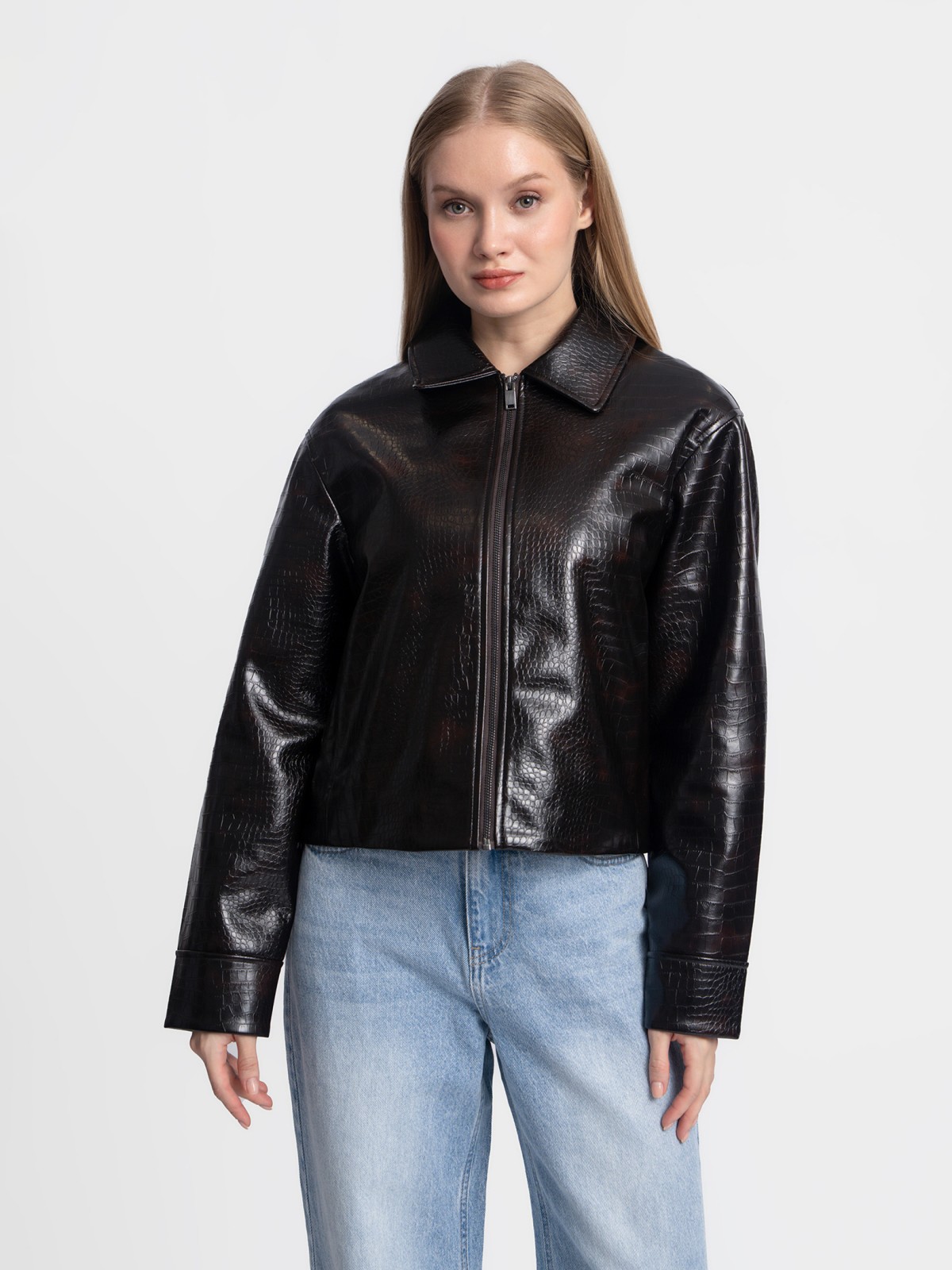 Куртка из экокожи с воротником