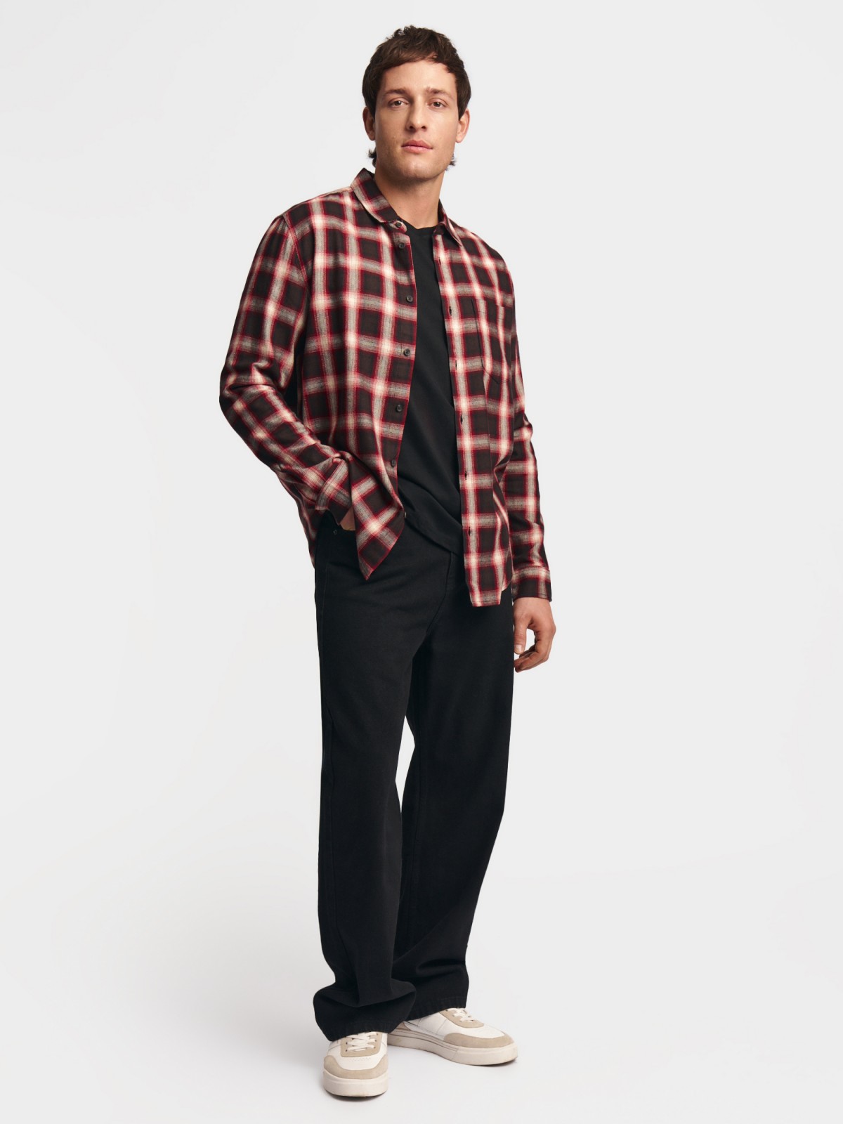 Рубашка в клетку с длинным рукавом