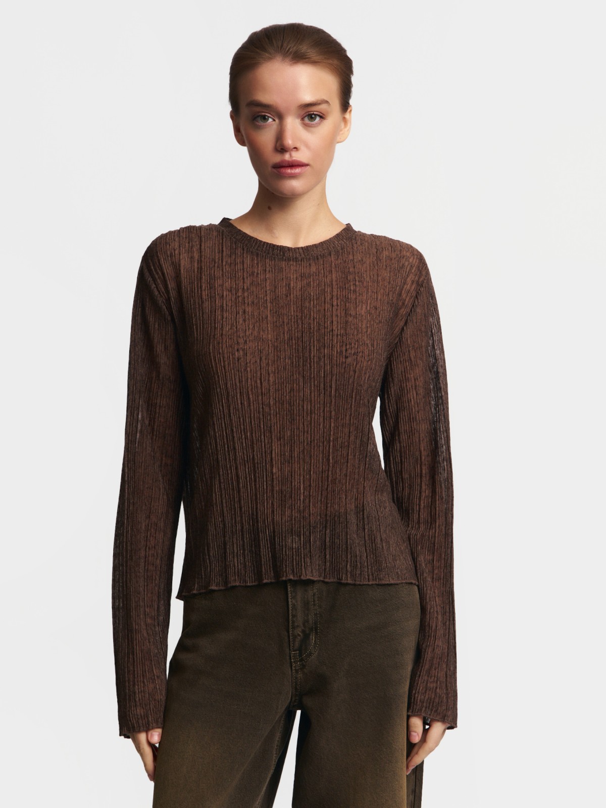 Полупрозрачный лонгслив с длинным рукавом