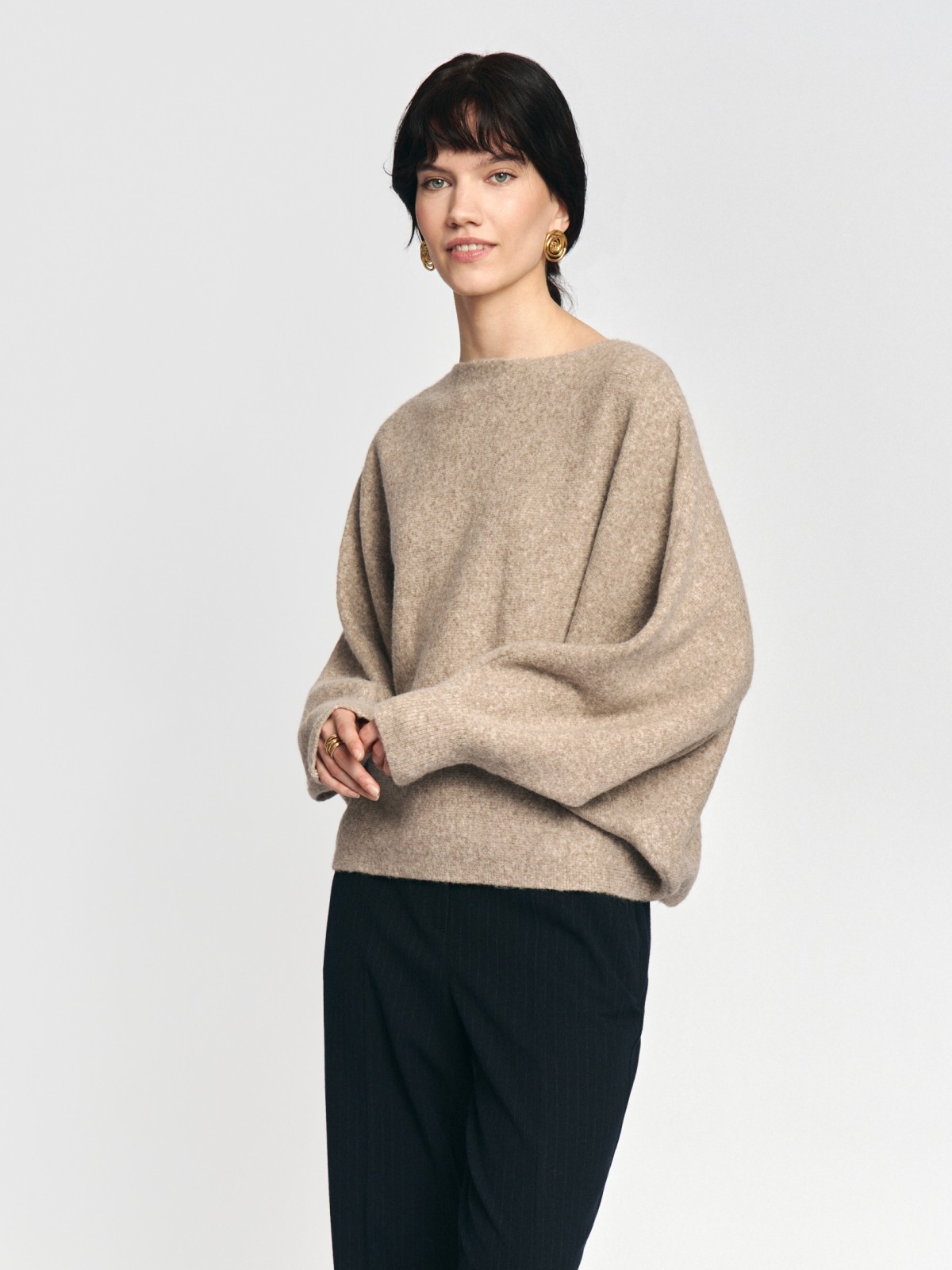 Вязаный джемпер с рукавом летучая мышь