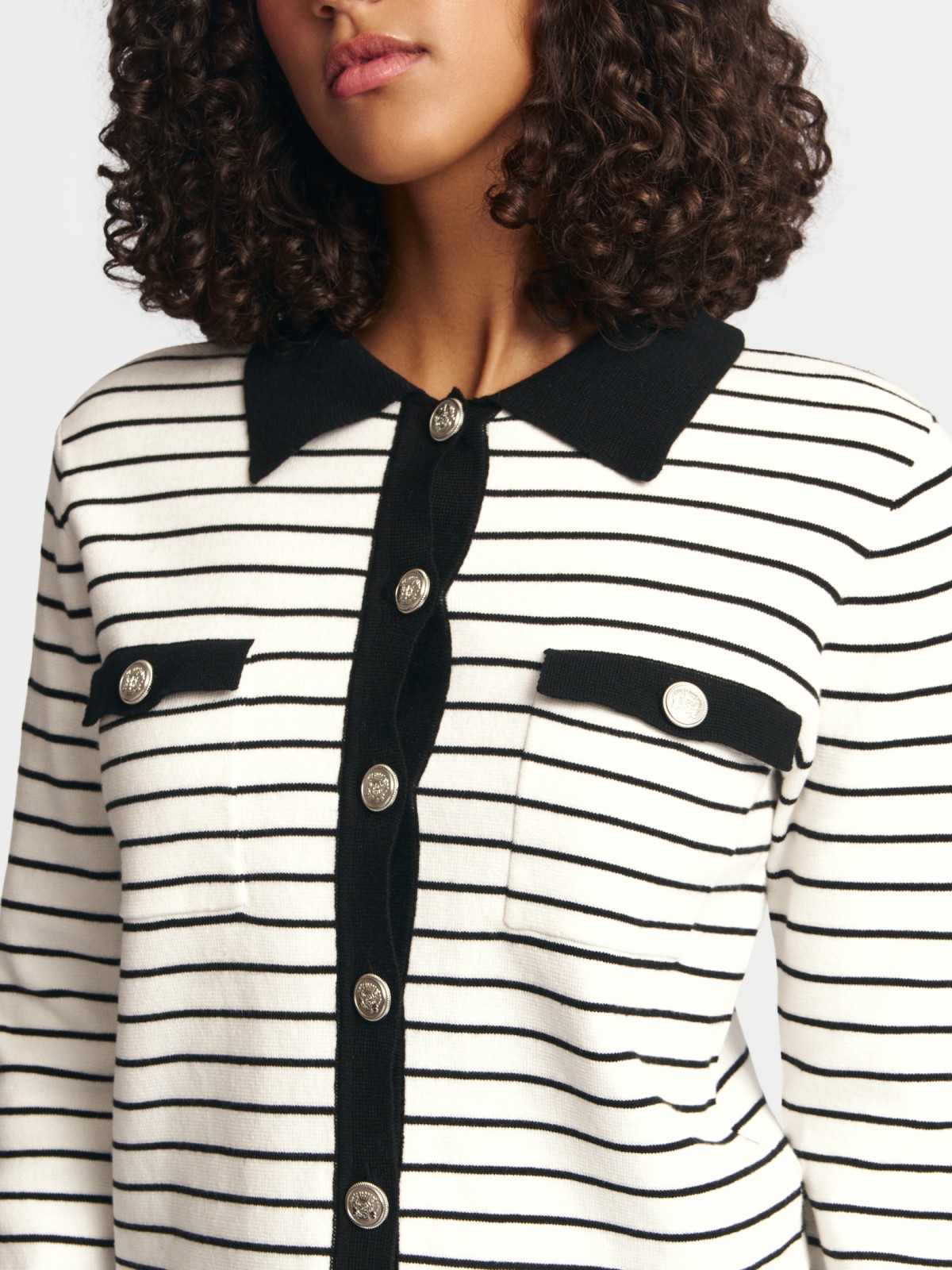 Кардиган-жакет в полоску на пуговицах