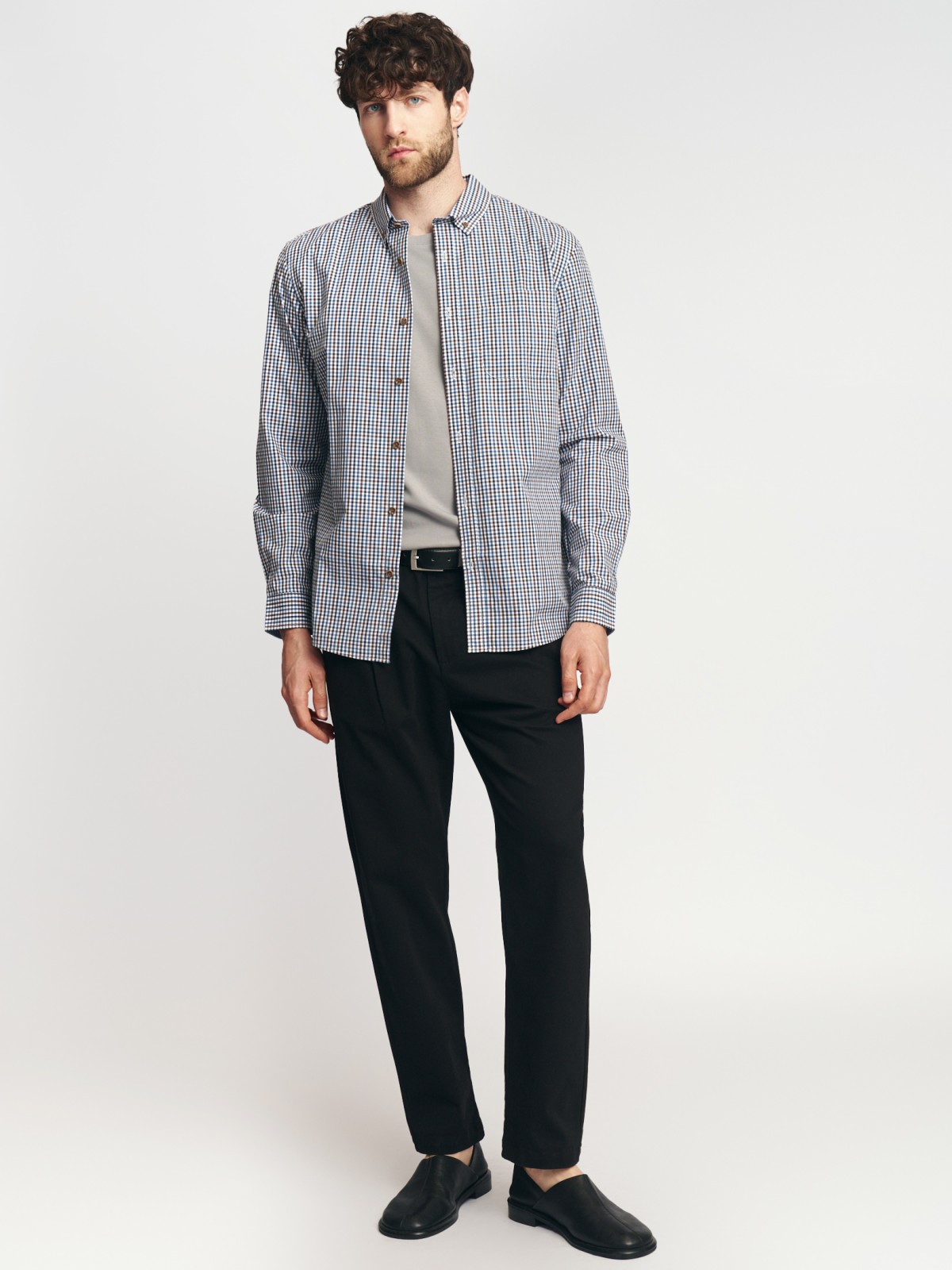 Рубашка в клетку с длинным рукавом