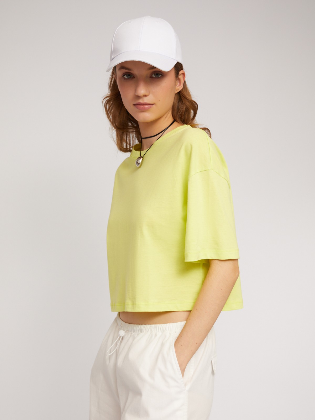 Трикотажный короткий топ-футболка из хлопка