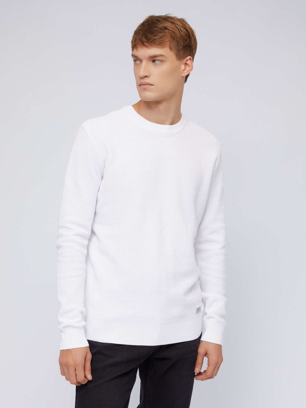 Тонкий хлопковый джемпер фактурной вязки Тонкий хлопковый джемпер фактурной вязки