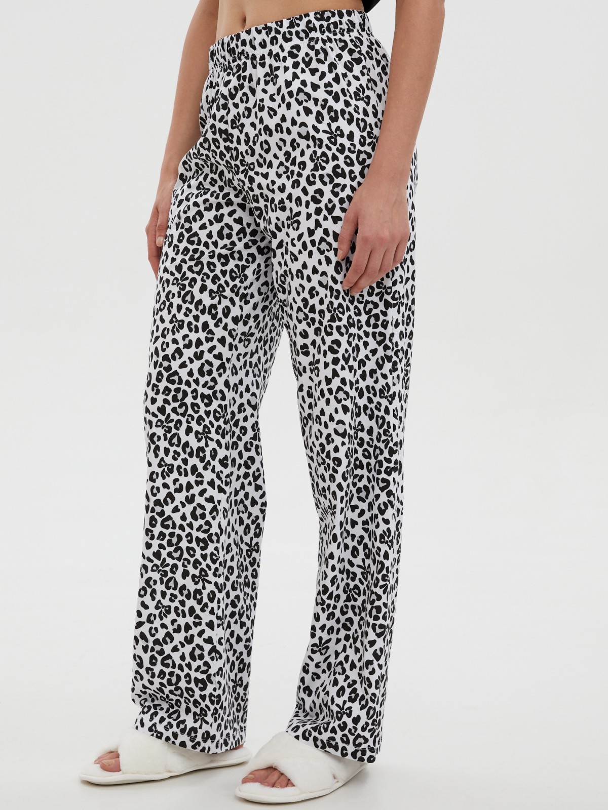 Брюки из хлопка на резинке с принтом