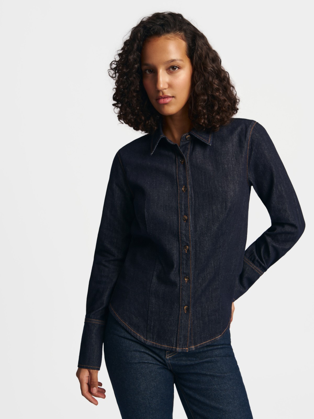 Джинсовая куртка-рубашка из хлопка