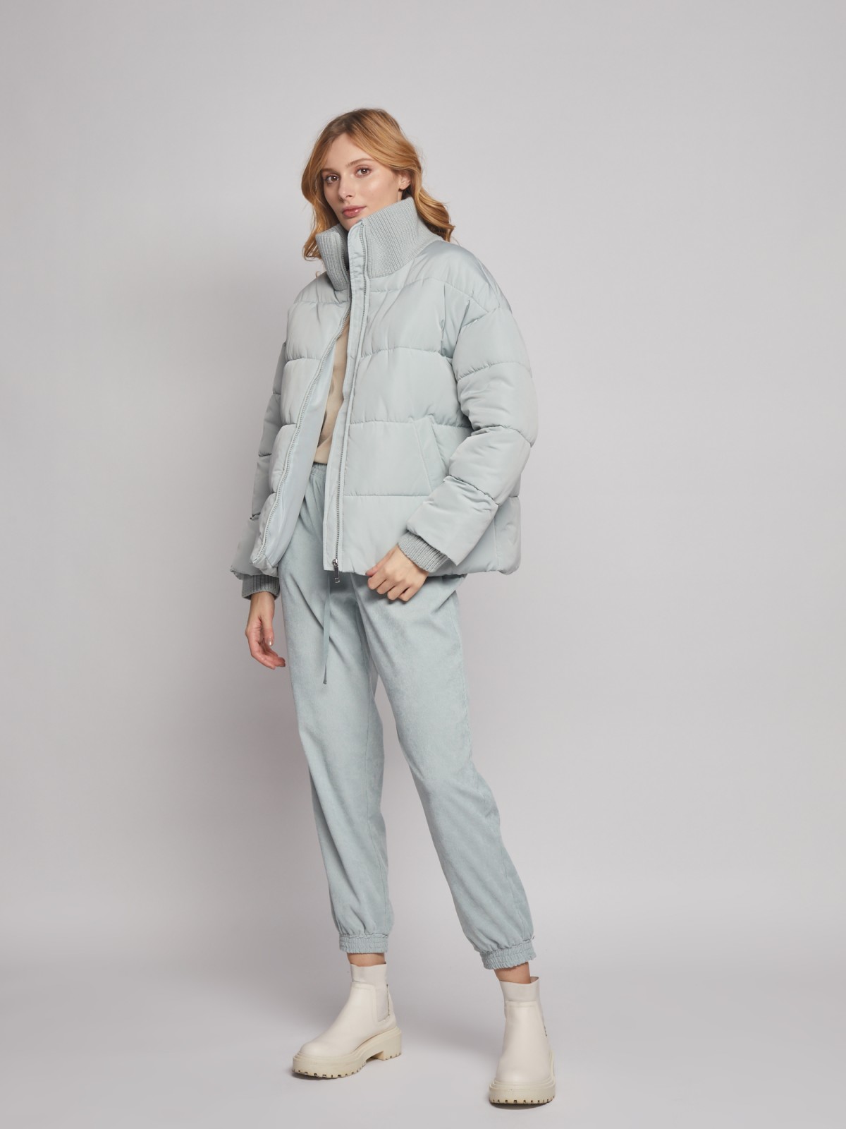 Тёплая куртка с вязаными манжетами и воротником zolla 02312510L014, цвет мятный, размер XS - фото 2