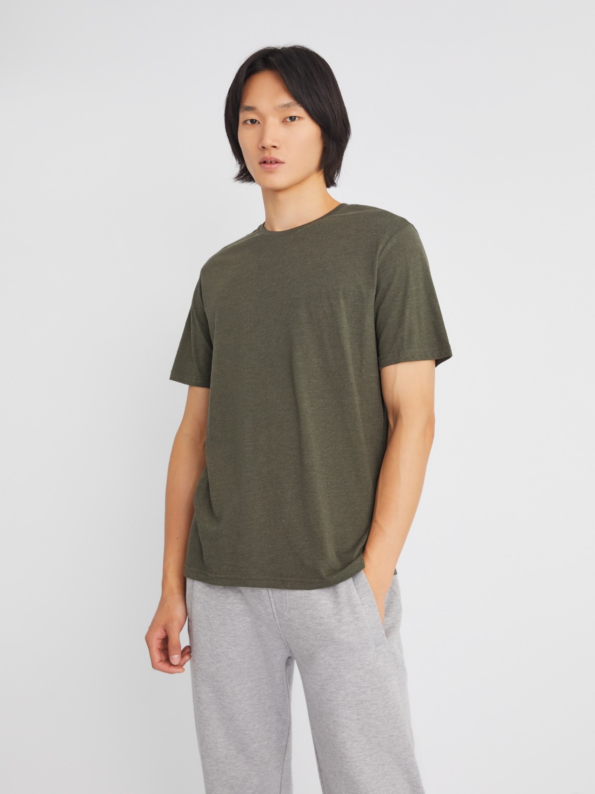 Трикотажная футболка с круглым вырезом